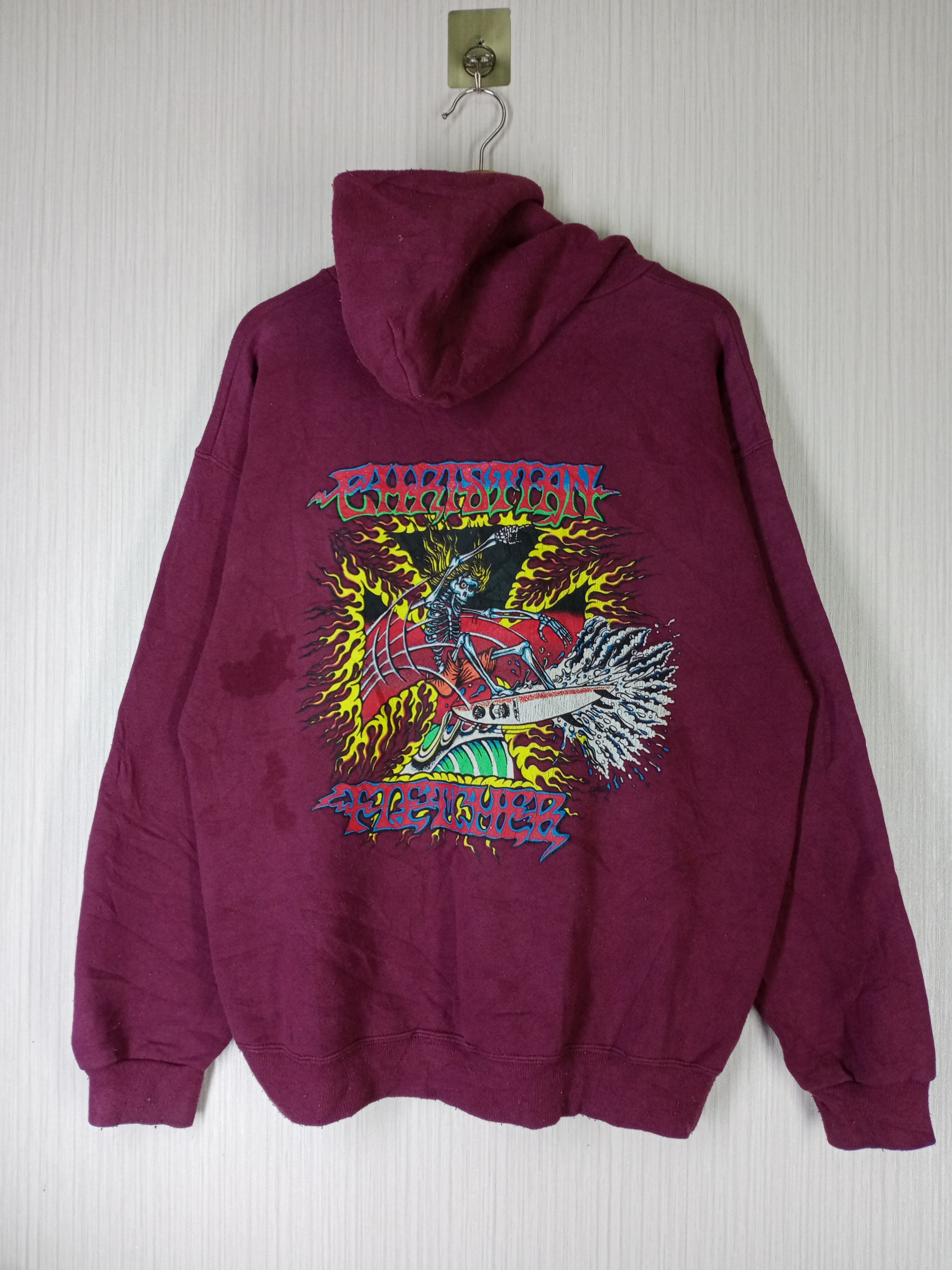 Santa Cruz Skateboards Rare Vintage Christian Fletcher Skull Hoodie Sweatshirt Size US L / EU 52-54 / 3 - 2 Thumbnail