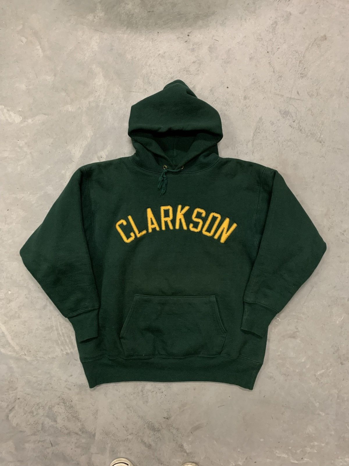 Vintage Reverse Weave Double Face Hoodie Clarkson 90s Forest Green L ...
