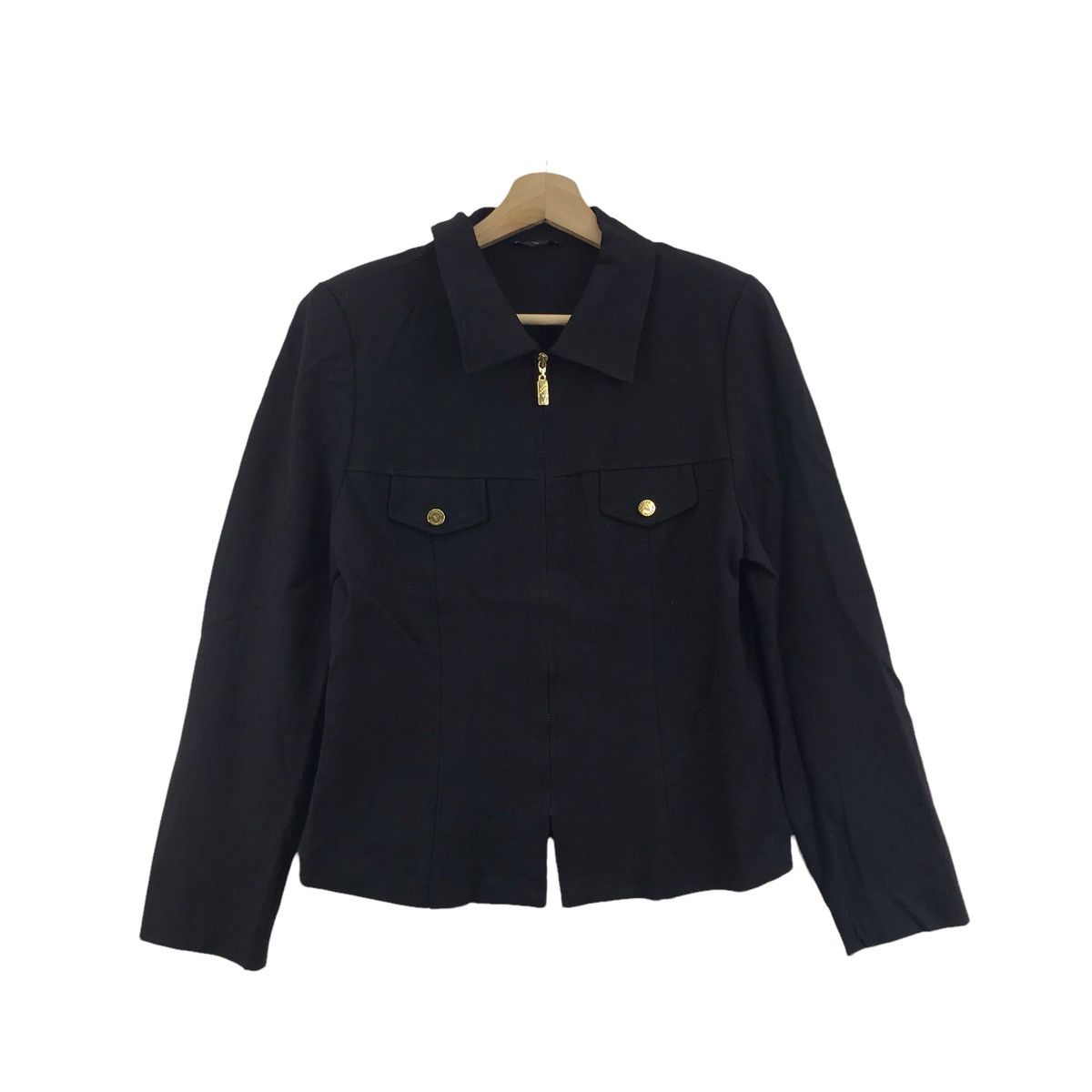 Vintage RUDOLF VALENTINO Paris Full Zipper Black Coat Jacket Size US S / EU 44-46 / 1 - 1 Thumbnail