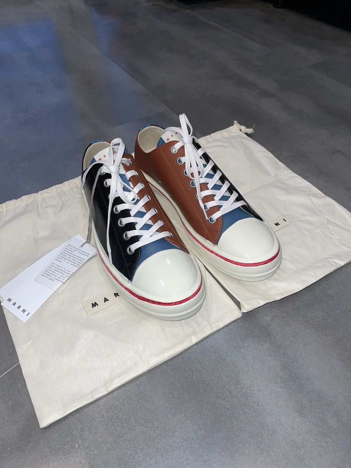 Marni DSWT! Marni Big Logo Tri Tone Logo Low Top Sneakers Size US 12 / EU 45 - 3 Thumbnail
