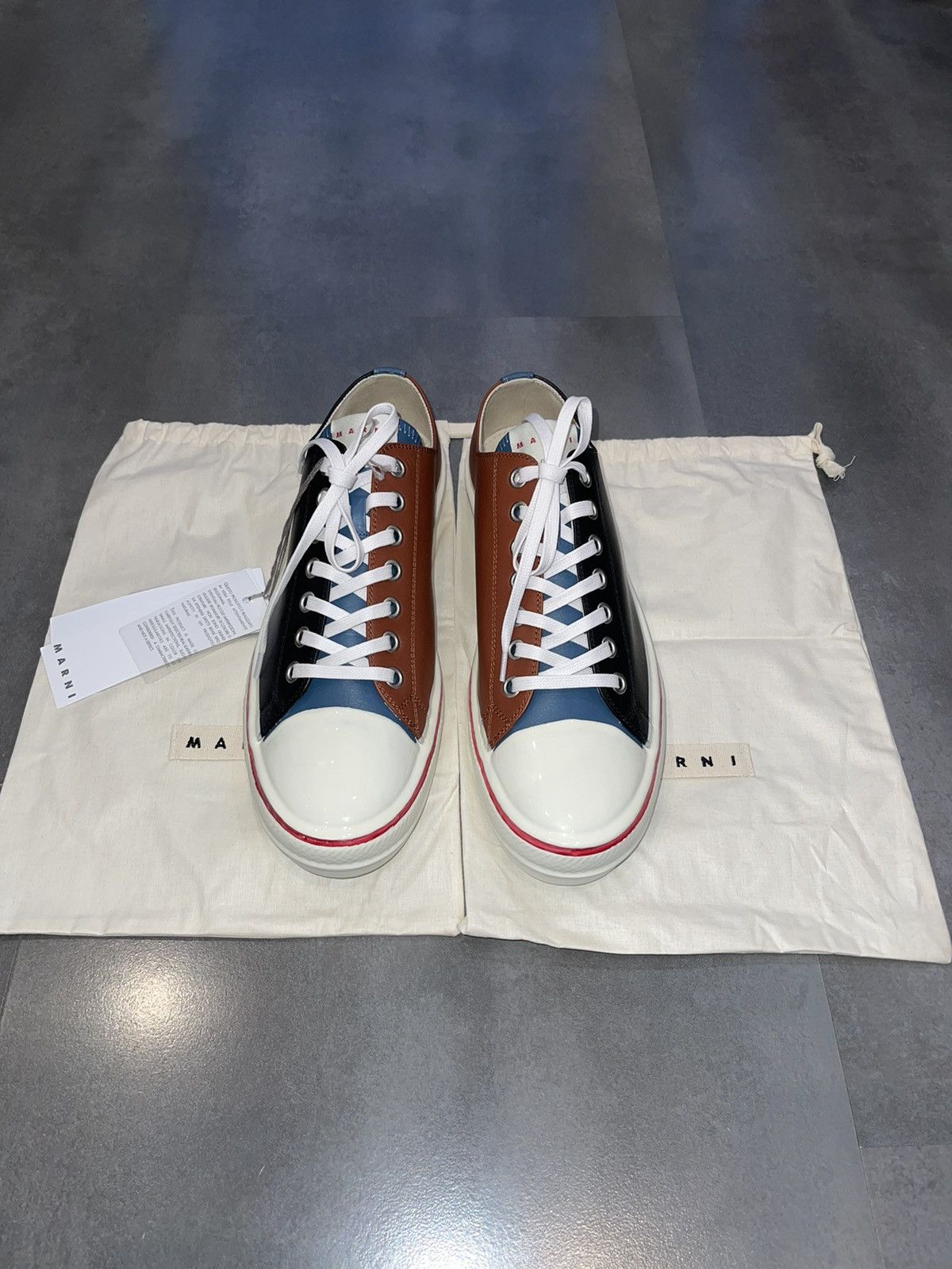 Marni DSWT! Marni Big Logo Tri Tone Logo Low Top Sneakers Size US 12 / EU 45 - 2 Thumbnail