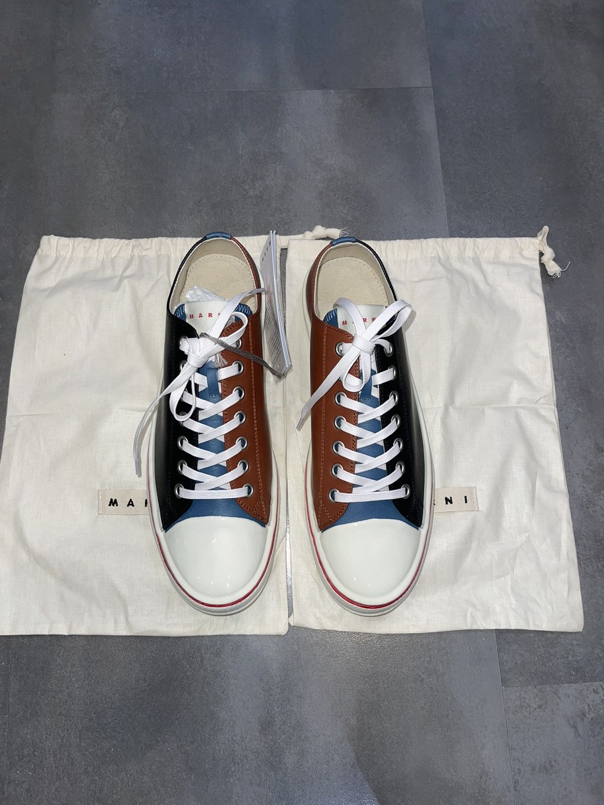 Marni DSWT! Marni Big Logo Tri Tone Logo Low Top Sneakers Size US 12 / EU 45 - 8 Thumbnail