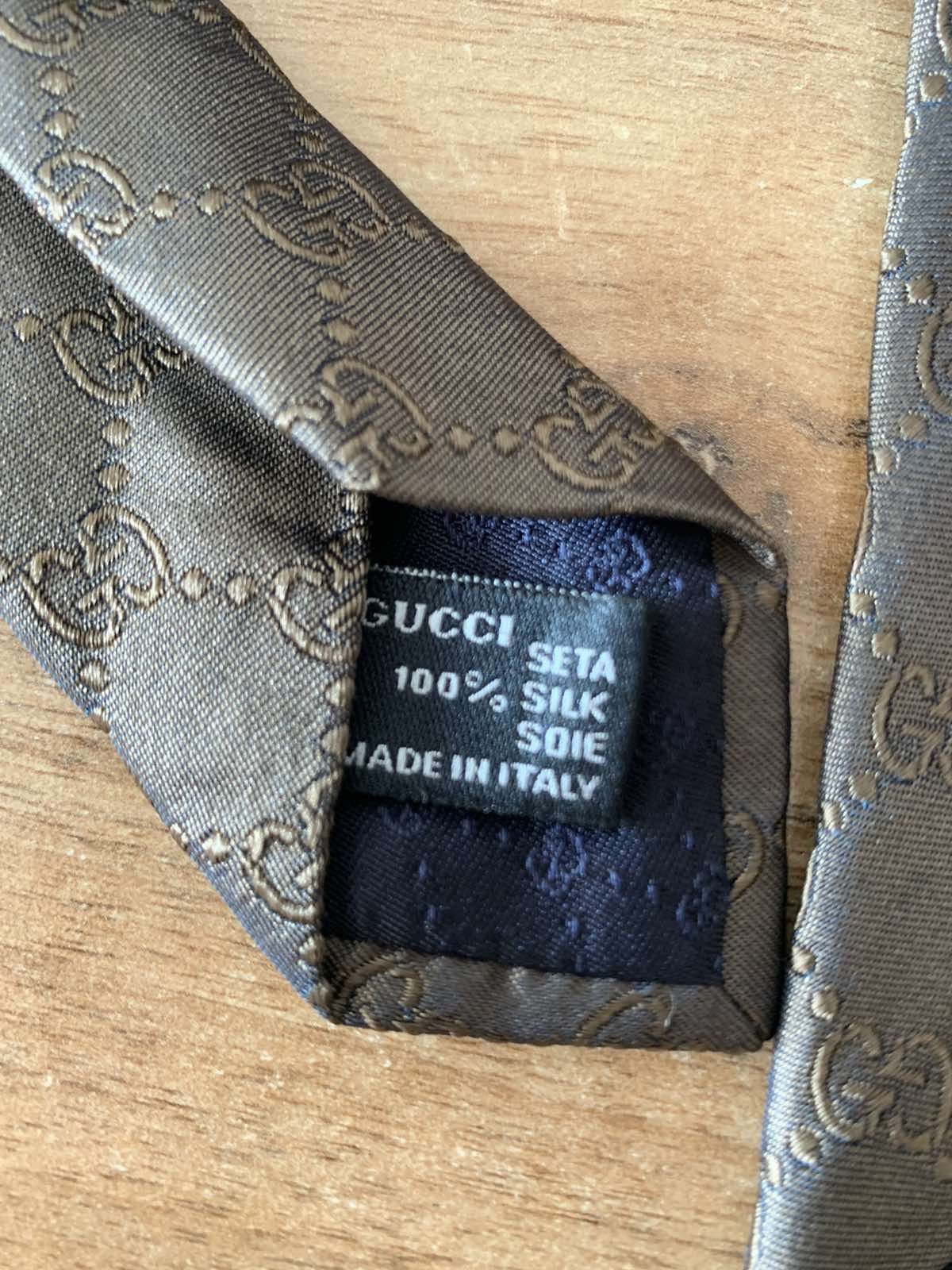 Gucci 🕵🏻‍♂️🕵🏻‍♂️ Gucci Beige Monogram Tie Size ONE SIZE - 6 Thumbnail
