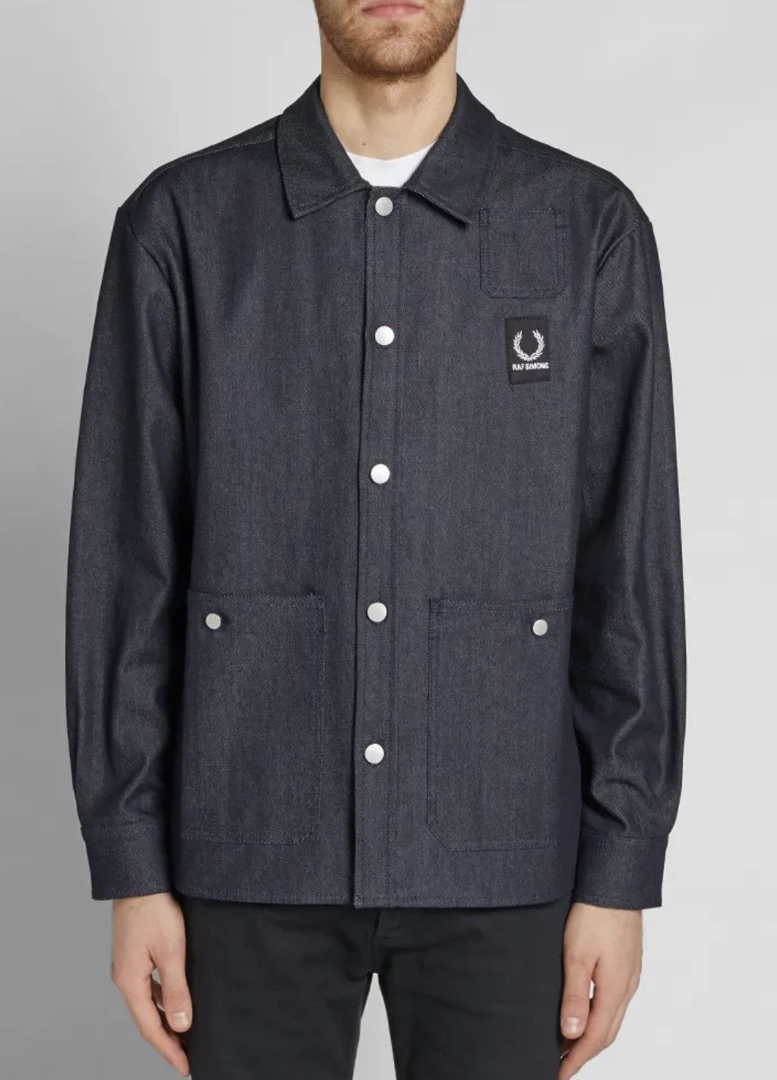 Raf Simons Fred Perry X Raf Simons denim shirt jacket Grailed