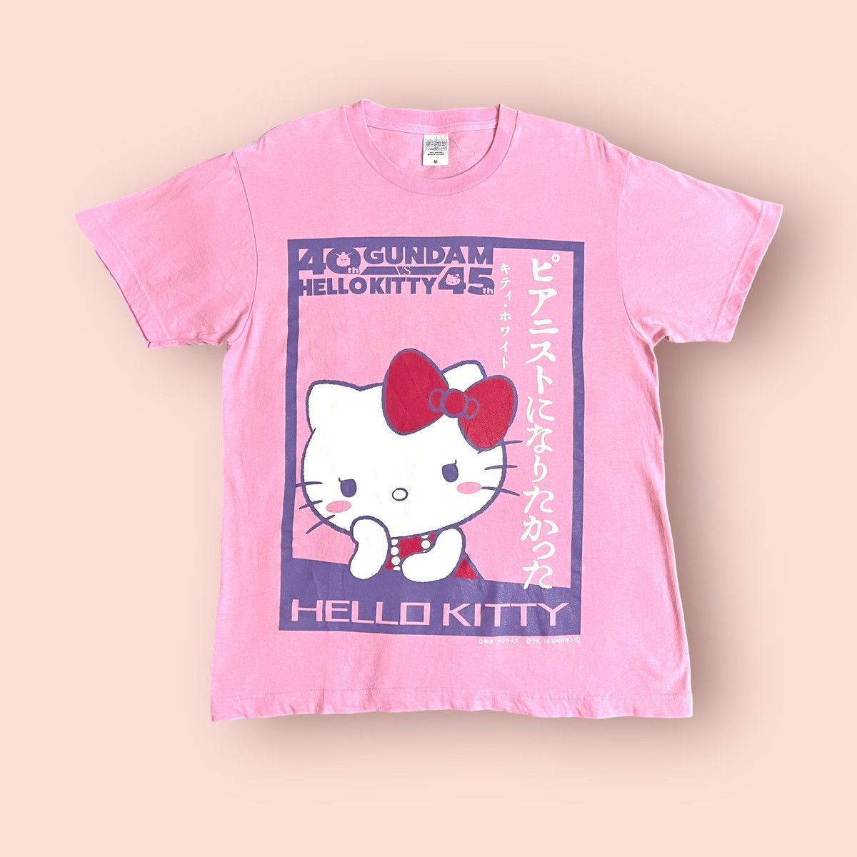 image of Anima x Cartoon Network Limited Edition 2019 Gundam X Hello Kitty Pink Tee In Pink (Size Medium)