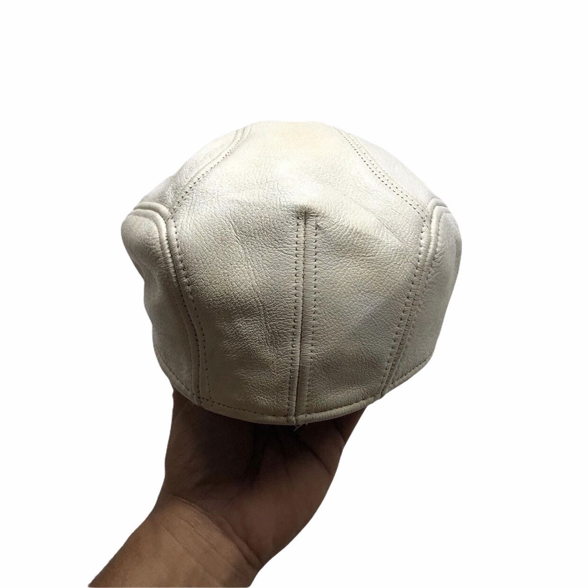 Vintage New York Hat Co. Beret Hat, White Leather Hats Caps Size ONE SIZE - 5 Thumbnail