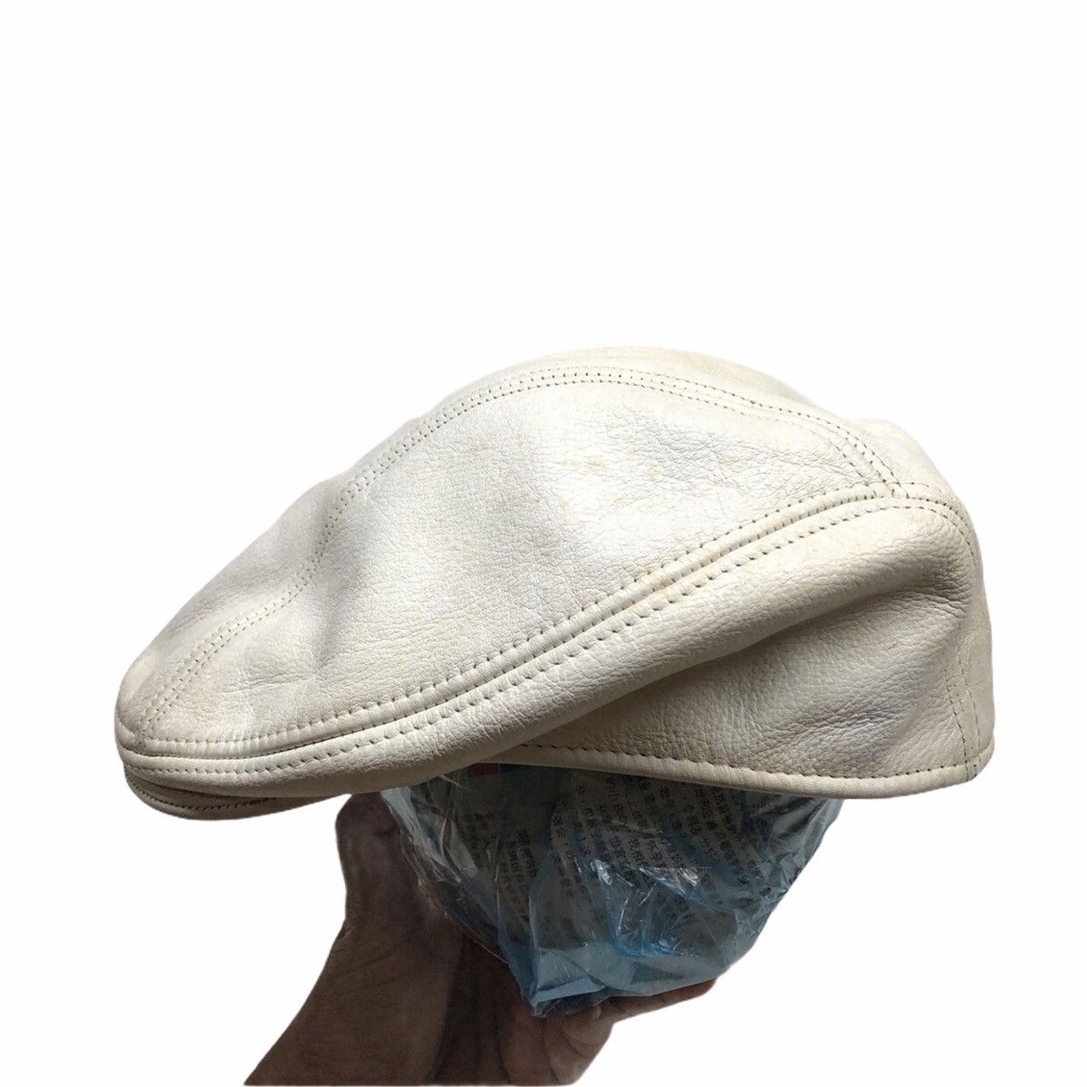 Vintage New York Hat Co. Beret Hat, White Leather Hats Caps Size ONE SIZE - 4 Thumbnail