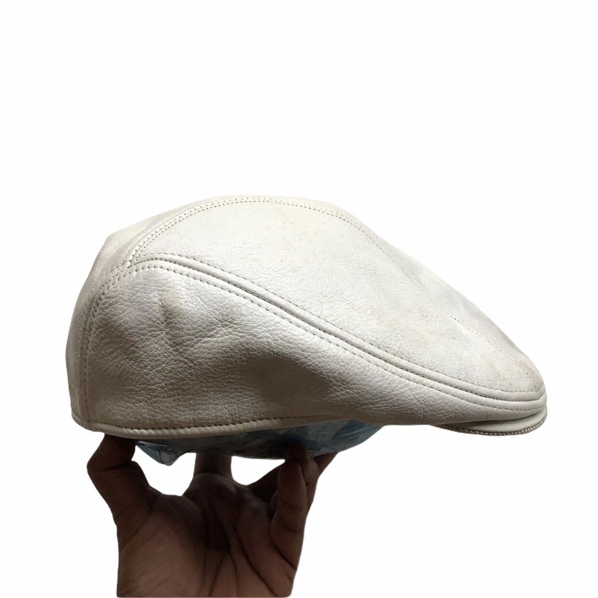 Vintage New York Hat Co. Beret Hat, White Leather Hats Caps Size ONE SIZE - 3 Thumbnail