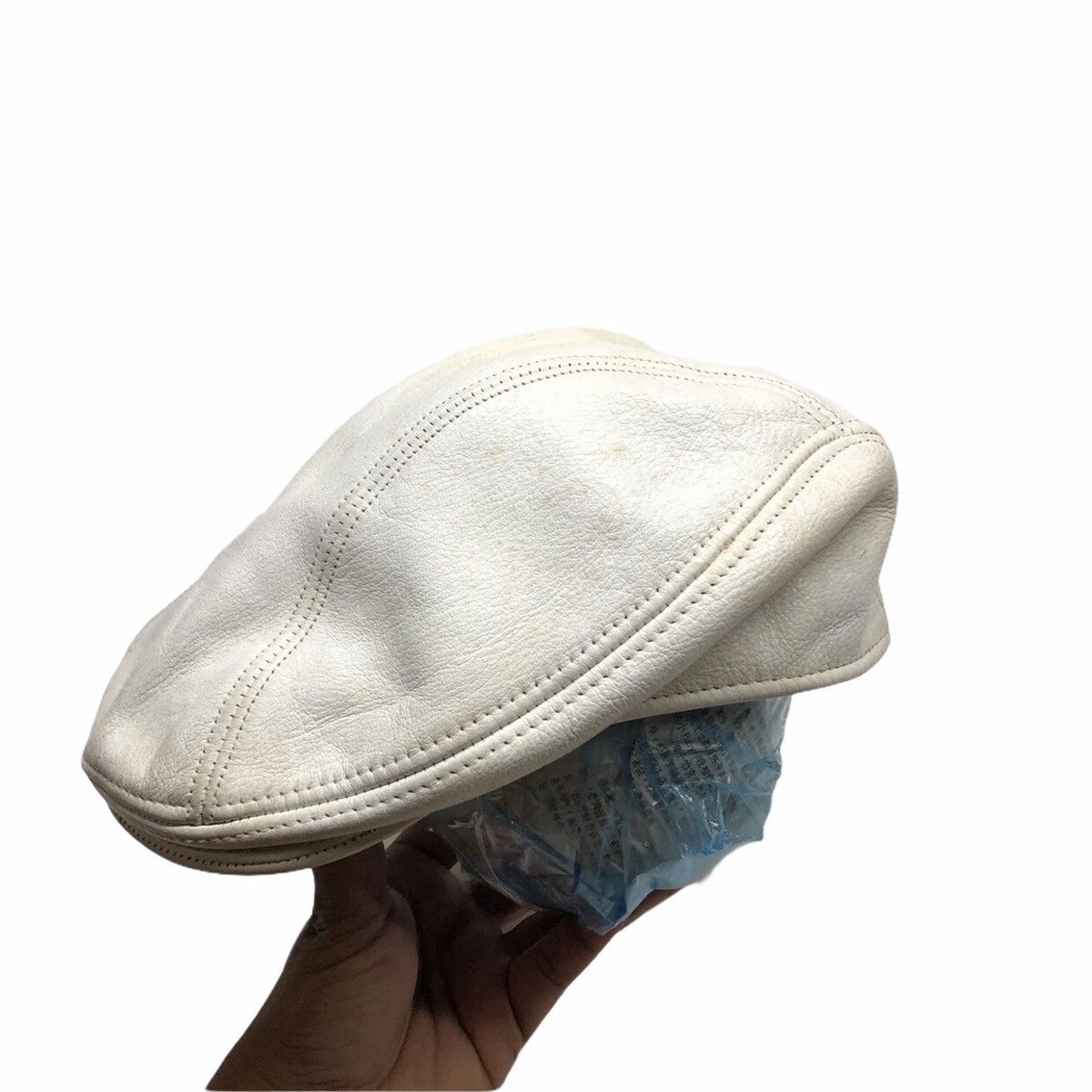 Vintage New York Hat Co. Beret Hat, White Leather Hats Caps Size ONE SIZE - 2 Thumbnail