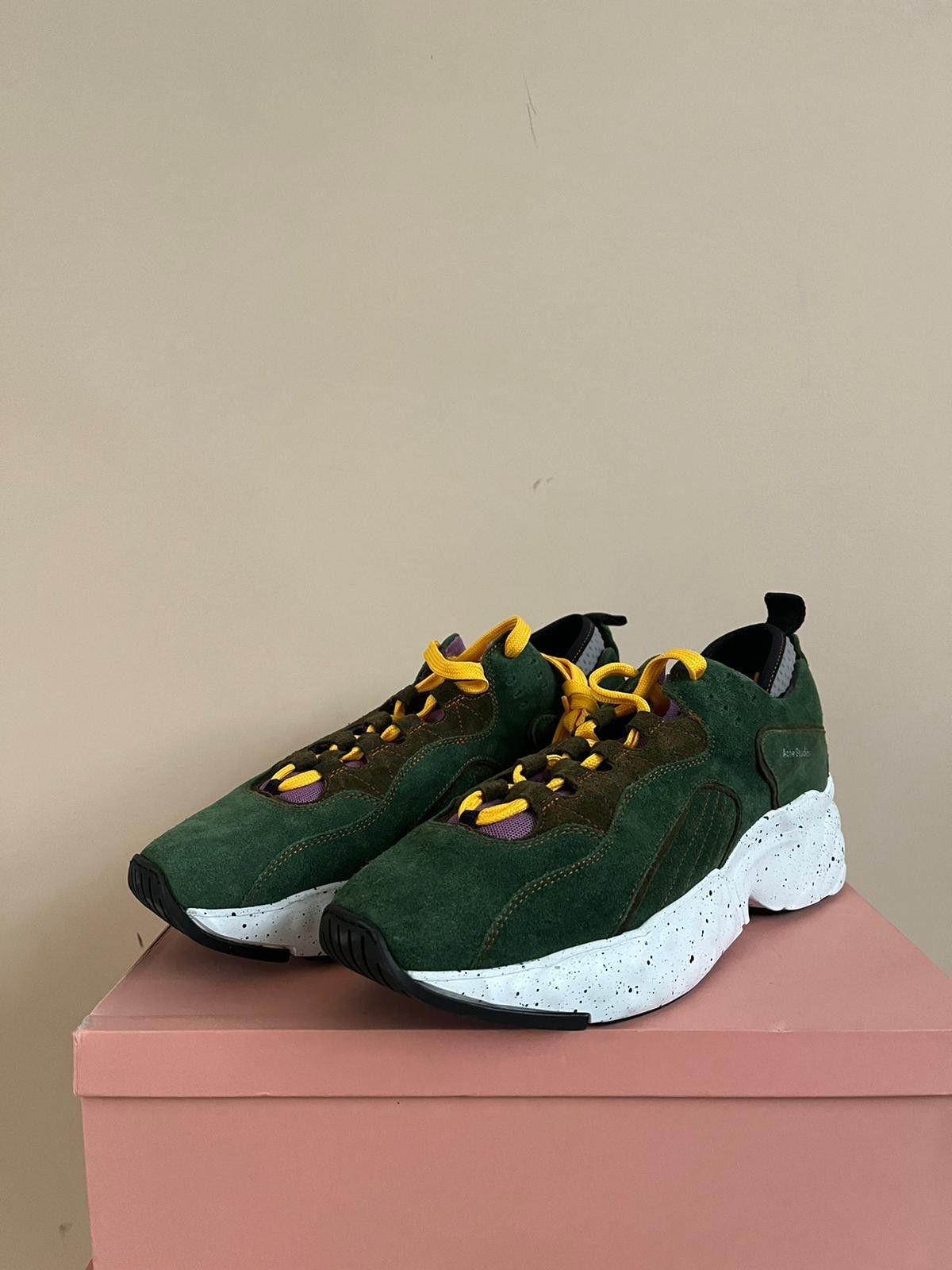 image of Acne Studios Rockaway Contrast Sneaker In Bright Green / Dark Green in Bright Green/Dark Green (Siz