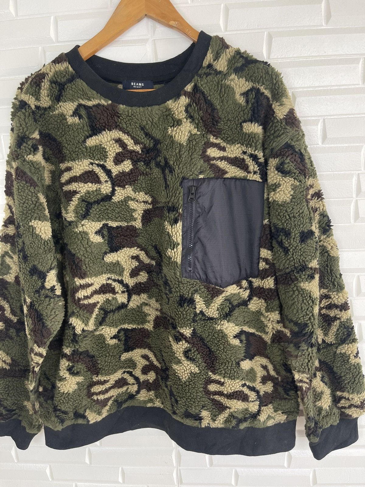 Beams Plus × Vintage CAMOUFLAGE Vintage BEAMS SHERPA Sweater Size US L / EU 52-54 / 3 - 3 Thumbnail