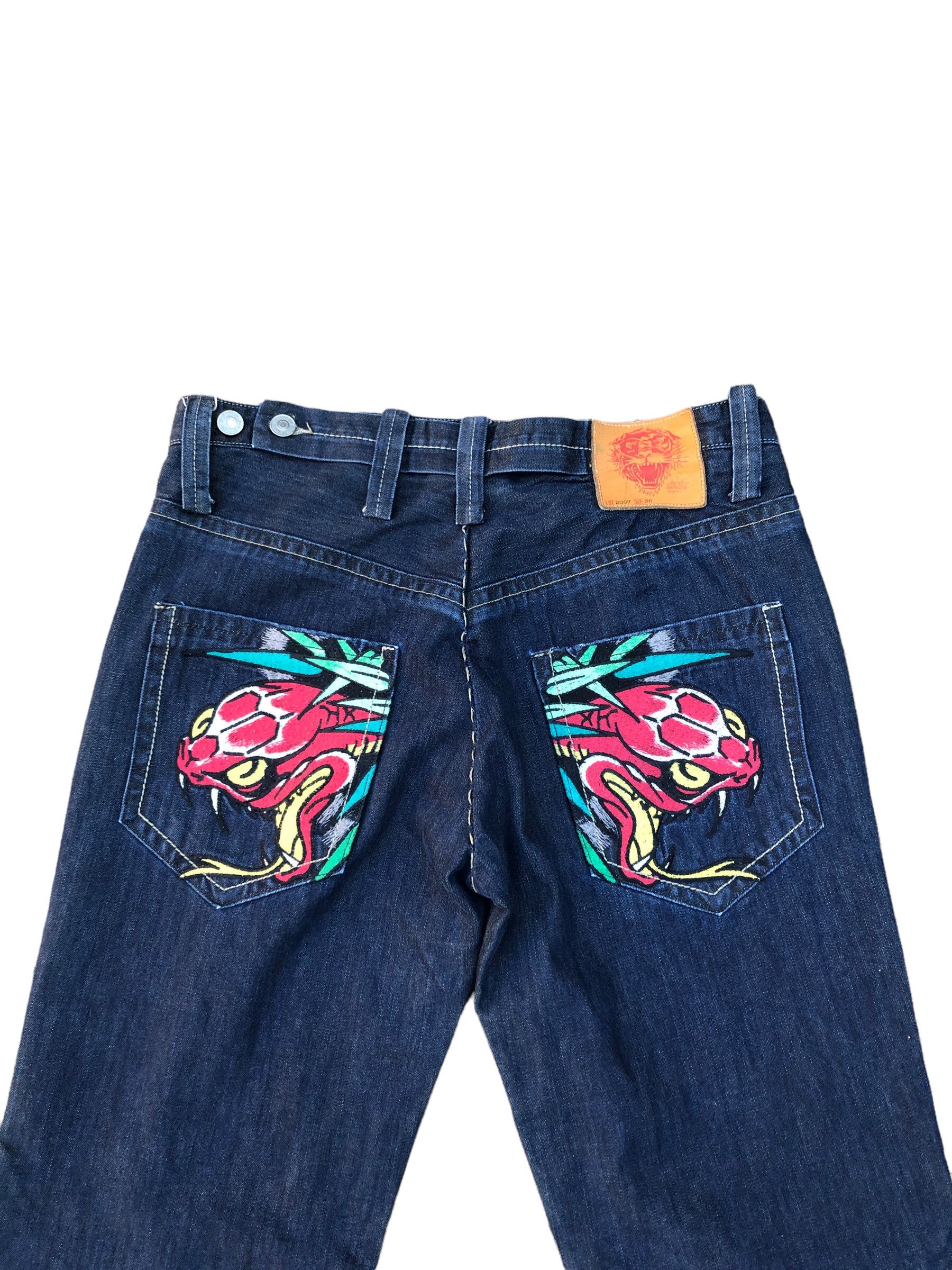 Christian Audigier × Ed Hardy RARE Ed Hardy Embroidered Jeans Size 36 'Snake Bite' Size US 36 / EU 52 - 2 Thumbnail