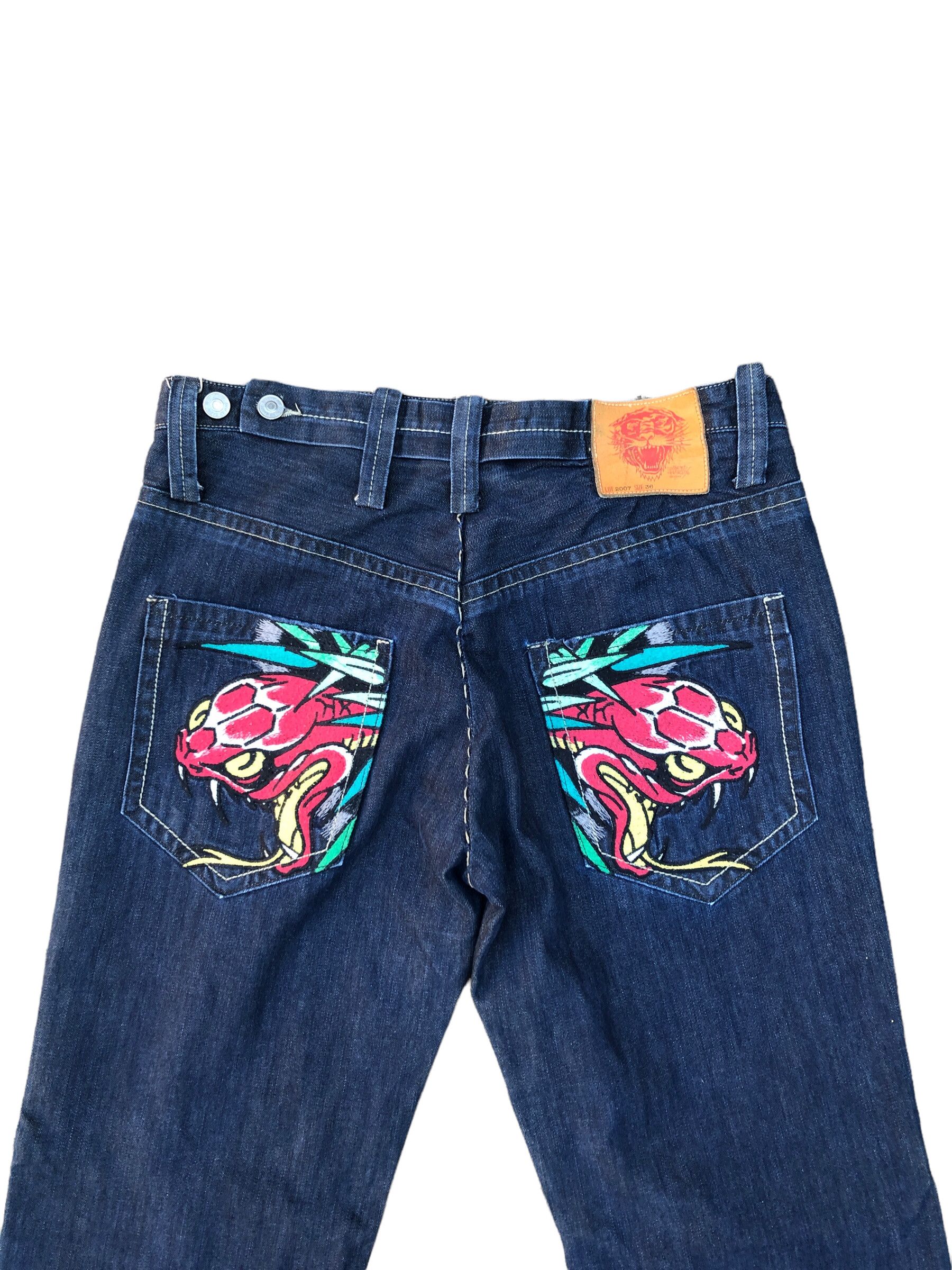 Christian Audigier × Ed Hardy RARE Ed Hardy Embroidered Jeans Size 36 'Snake Bite' Size US 36 / EU 52 - 7 Thumbnail