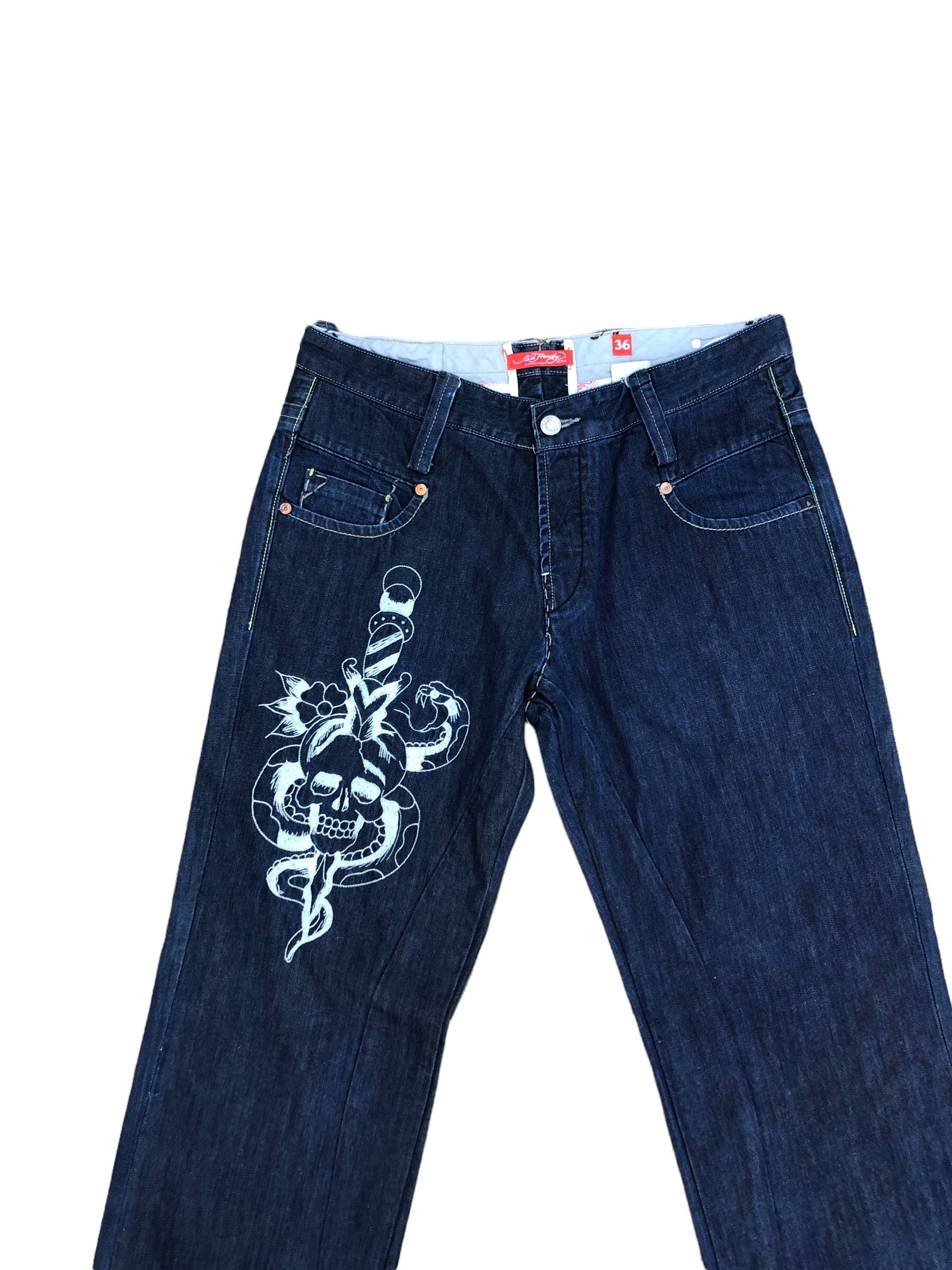 Christian Audigier × Ed Hardy RARE Ed Hardy Embroidered Jeans Size 36 'Snake Bite' Size US 36 / EU 52 - 6 Thumbnail