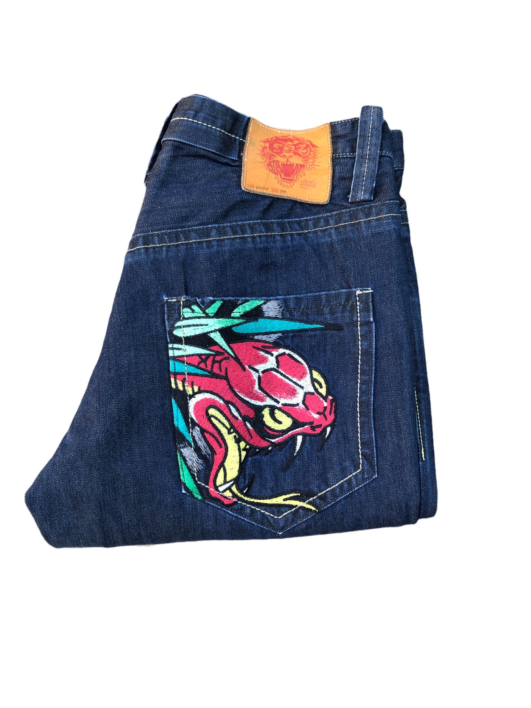 Christian Audigier × Ed Hardy RARE Ed Hardy Embroidered Jeans Size 36 'Snake Bite' Size US 36 / EU 52 - 8 Thumbnail