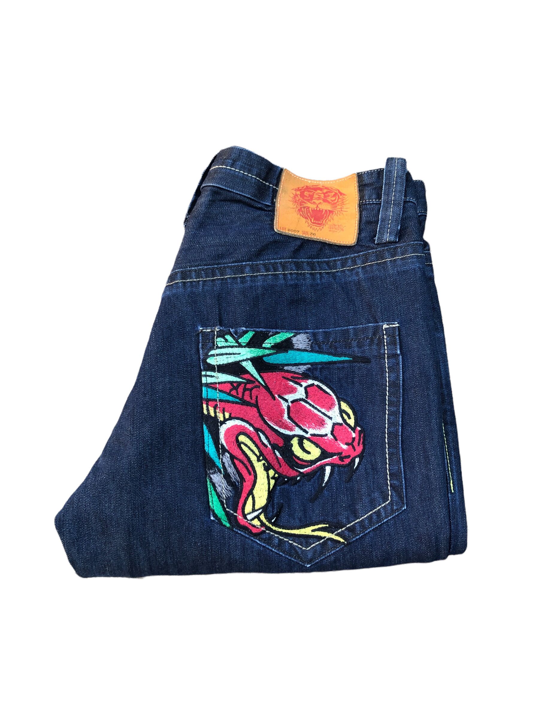 Christian Audigier × Ed Hardy RARE Ed Hardy Embroidered Jeans Size 36 'Snake Bite' Size US 36 / EU 52 - 1 Thumbnail