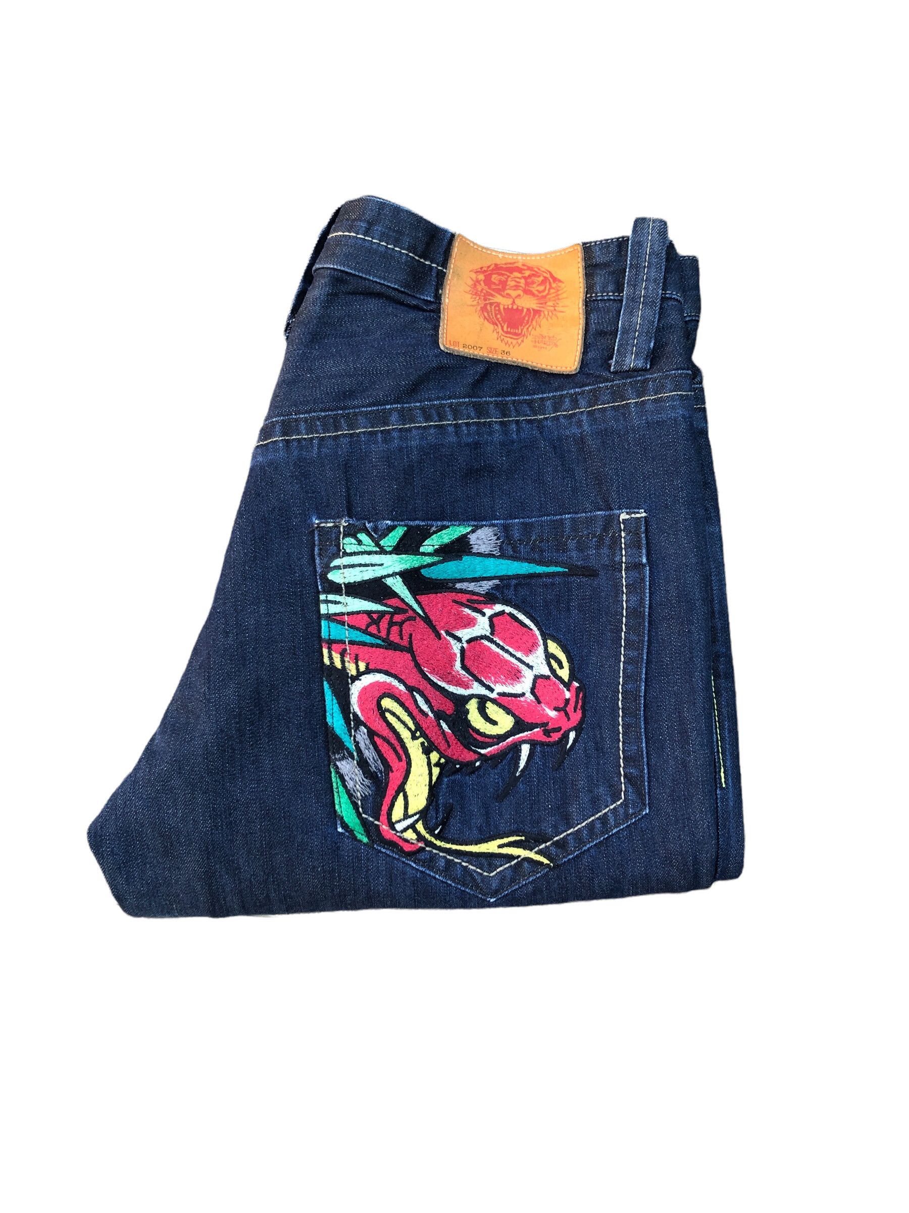 Christian Audigier × Ed Hardy RARE Ed Hardy Embroidered Jeans Size 36 'Snake Bite' Size US 36 / EU 52 - 9 Thumbnail
