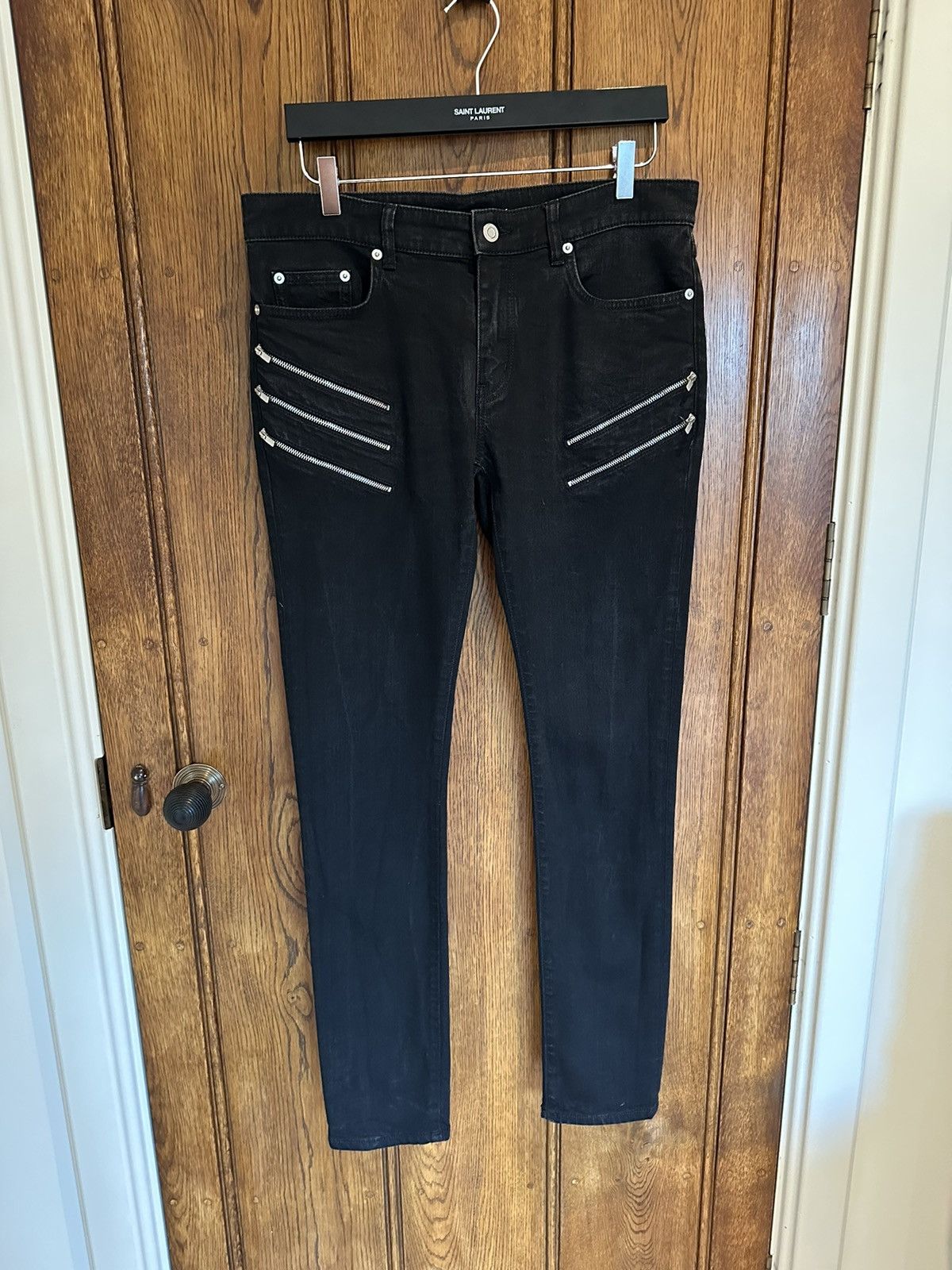 LAURENT SAINT PARIS ブラックデニム ボタンフライ HEDI期