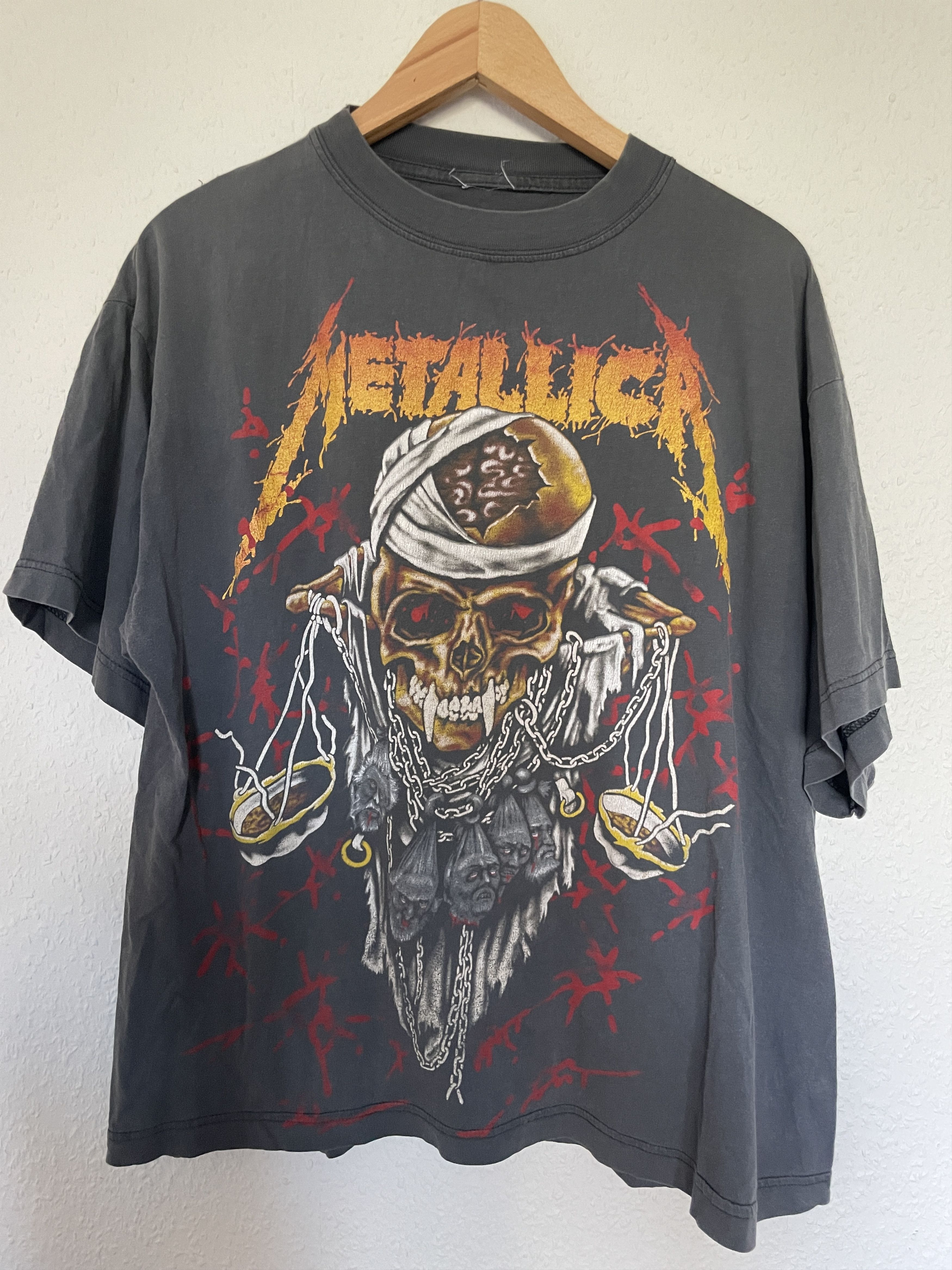 Pre-owned Band Tees X Vintage 90's Metallica Bootleg T-shirt In Faded Black