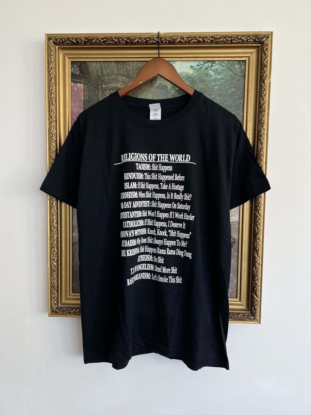 Band Tees Vintage 2000s Religions of the World Shit Happens Black Tee Size US L / EU 52-54 / 3 - 1 Thumbnail