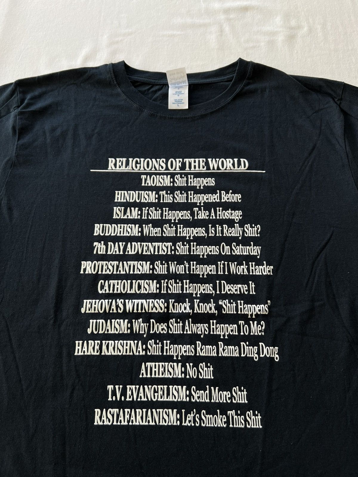 Band Tees Vintage 2000s Religions of the World Shit Happens Black Tee Size US L / EU 52-54 / 3 - 4 Thumbnail