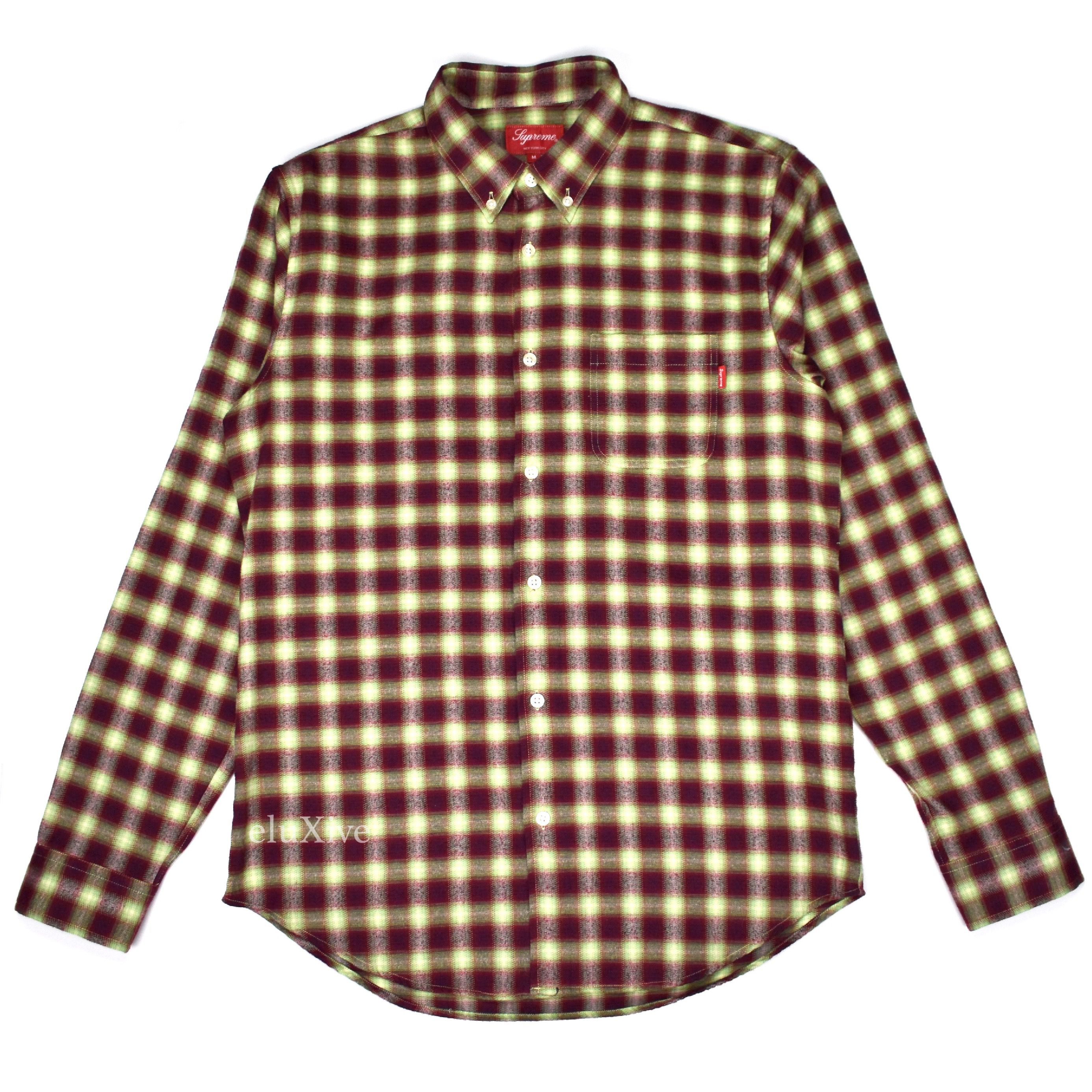 Pre-owned Supreme Red Green Flannel Button Down Shirt Fw16 In Green Red
