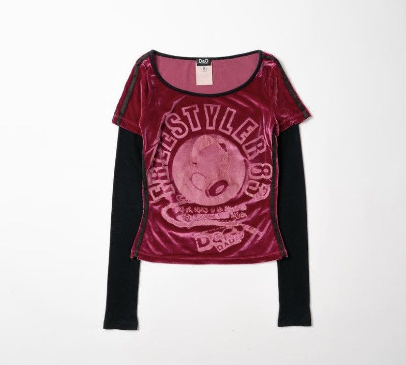 Dolce & Gabbana Dolce&Gabbana logo freestyler print velour y2k longsleeve Size M / US 6-8 / IT 42-44 - 1 Thumbnail