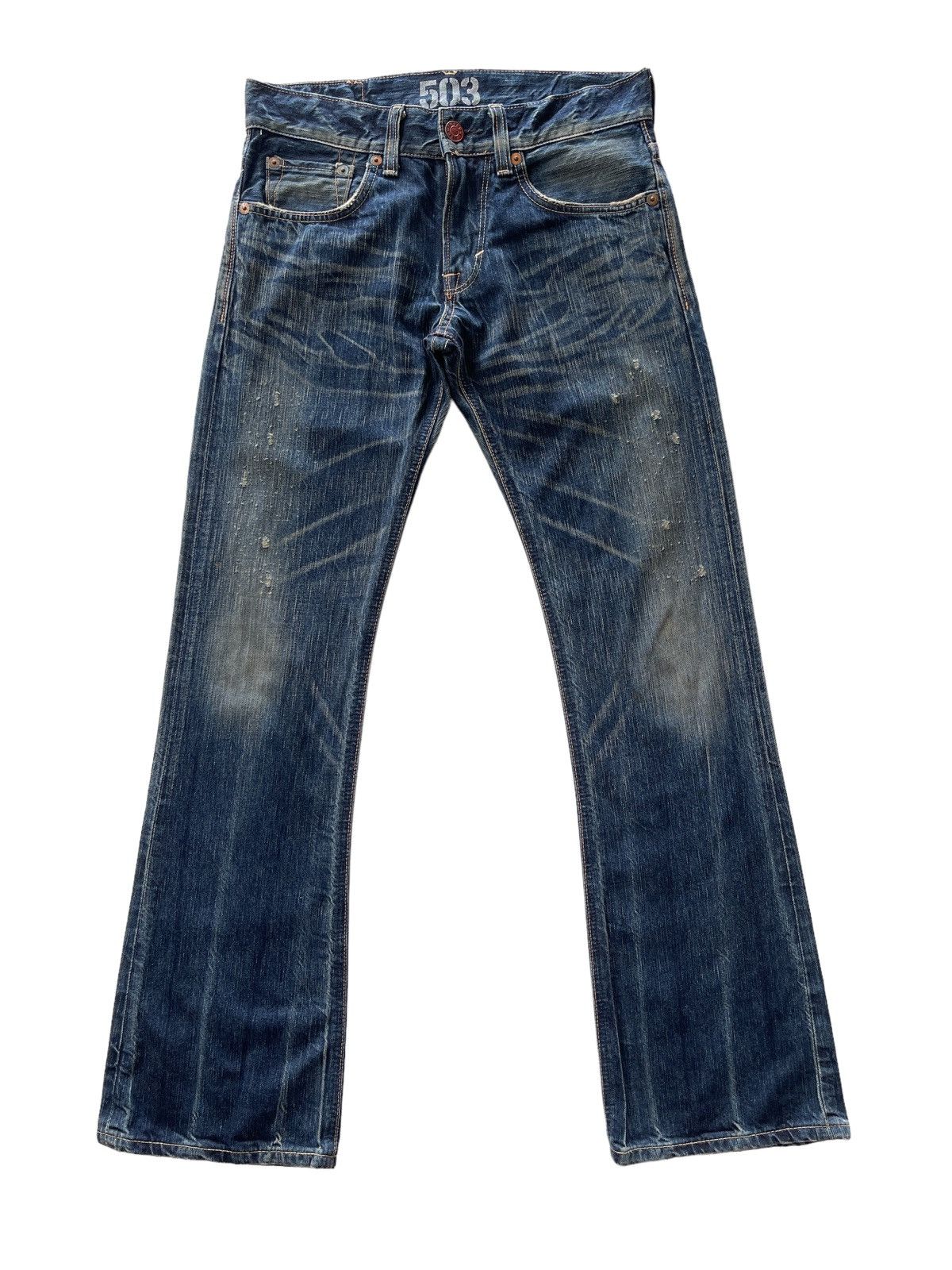 image of Avant Garde x Edwin 503 Rusty Flare Denim in Blue Denim, Men's (Size 30)