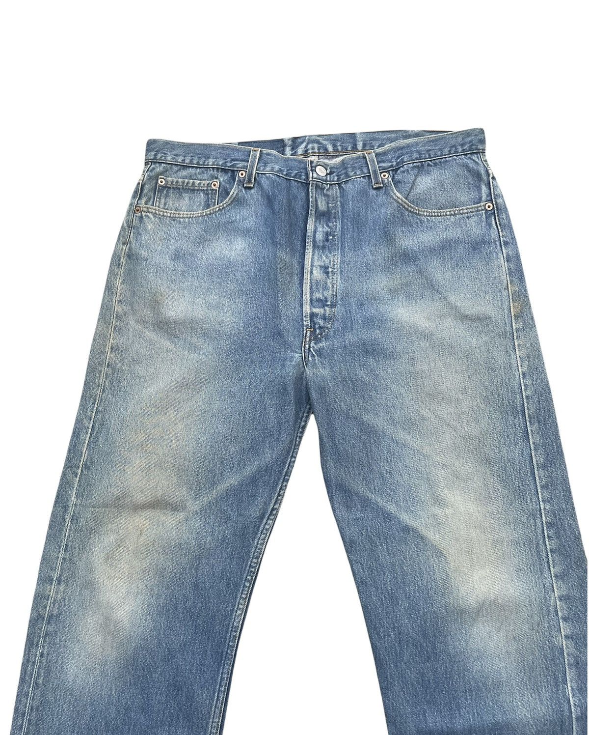 Levi's Vintage Levis 501 Single R 1995 USA Aging Faded Wash Denim Size US 39 - 3 Thumbnail