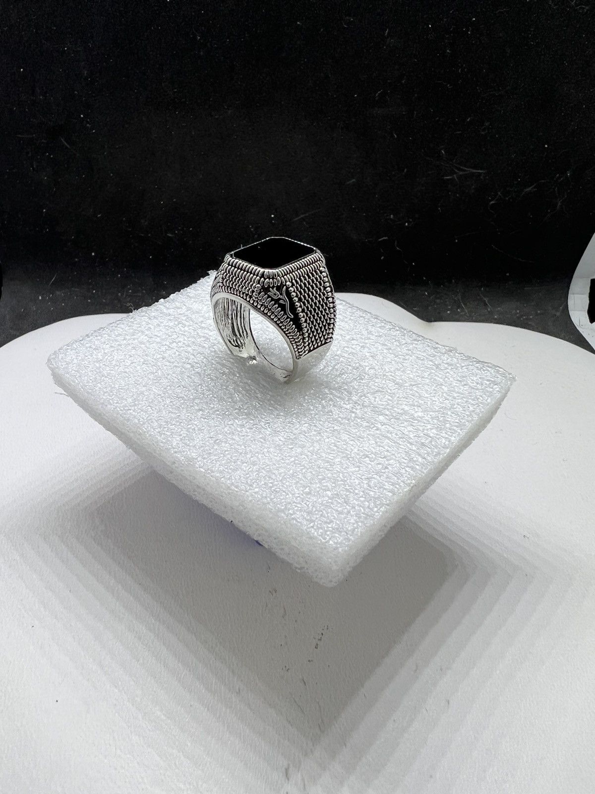 Jewelry Black CZ Tibetan Silver Ring - Size 8 Size ONE SIZE - 2 Thumbnail