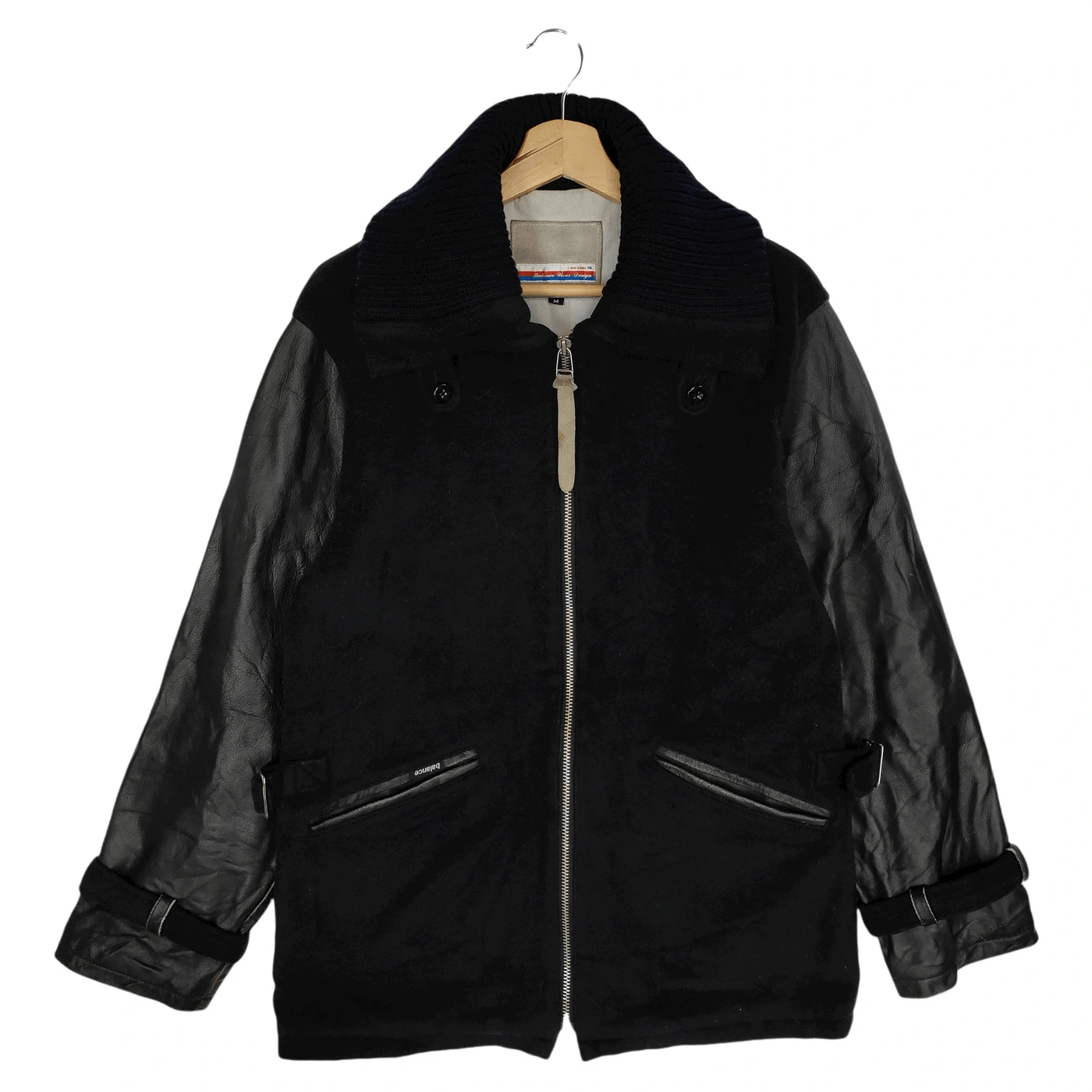 image of Balance Co x Leather Jacket Vintage 90's Balance Wear Design Leather Jackets in Black (Size Medium)