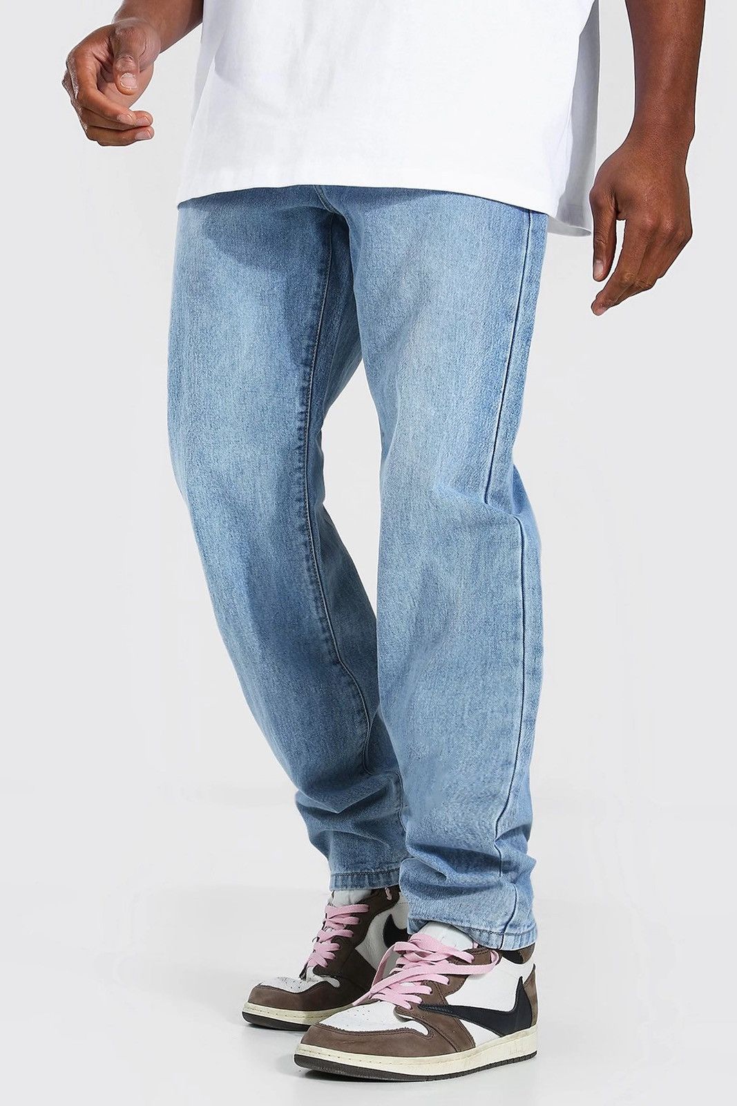 Boohoo Relaxed straight leg baggy fit rigid denim jeans faded fades Size US 32 / EU 48 - 1 Thumbnail