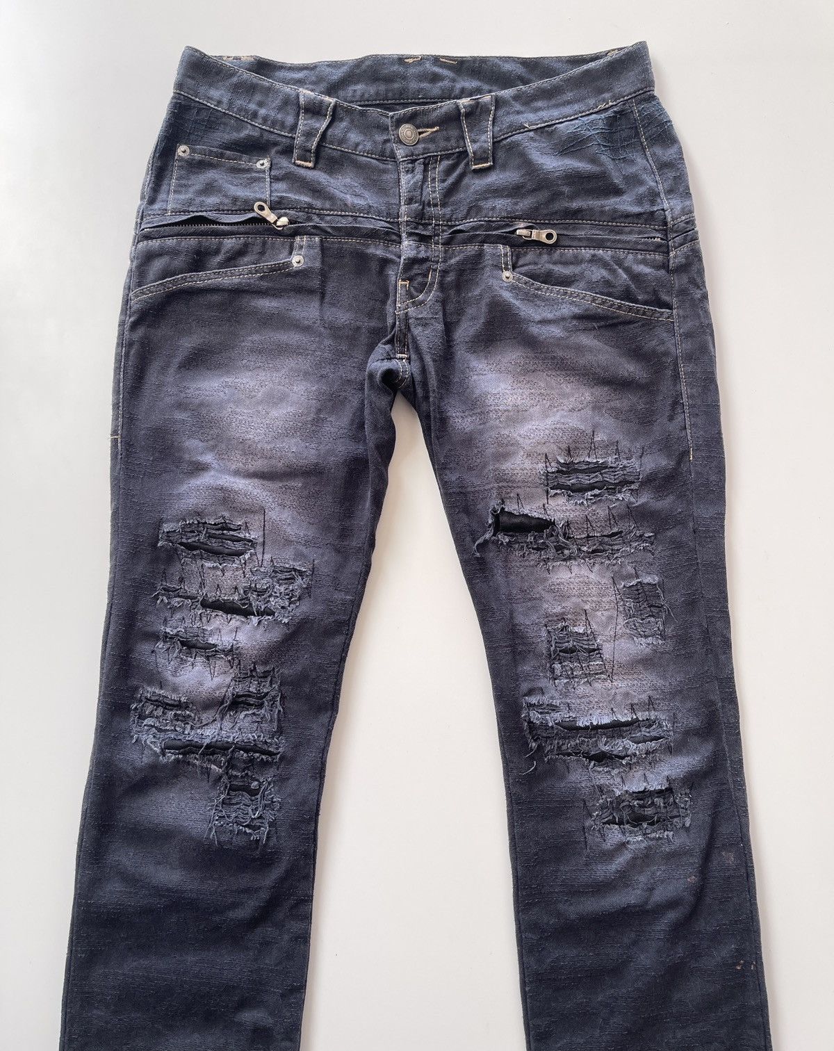 PPFM Ppfm Distressed Navy Blue Pants Size US 30 / EU 46 - 6 Thumbnail