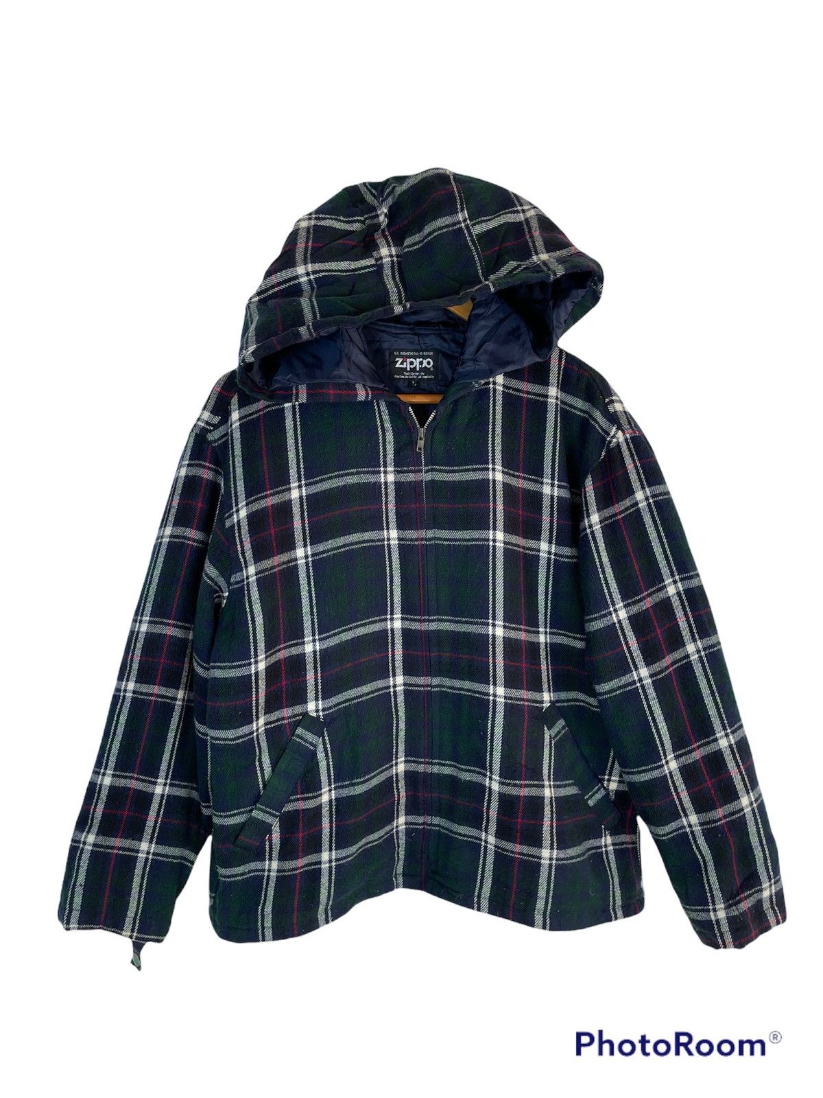 Vintage × Zippo Vintage Tartan Checked Hoodie Zippo Size US L / EU 52-54 / 3 - 1 Thumbnail