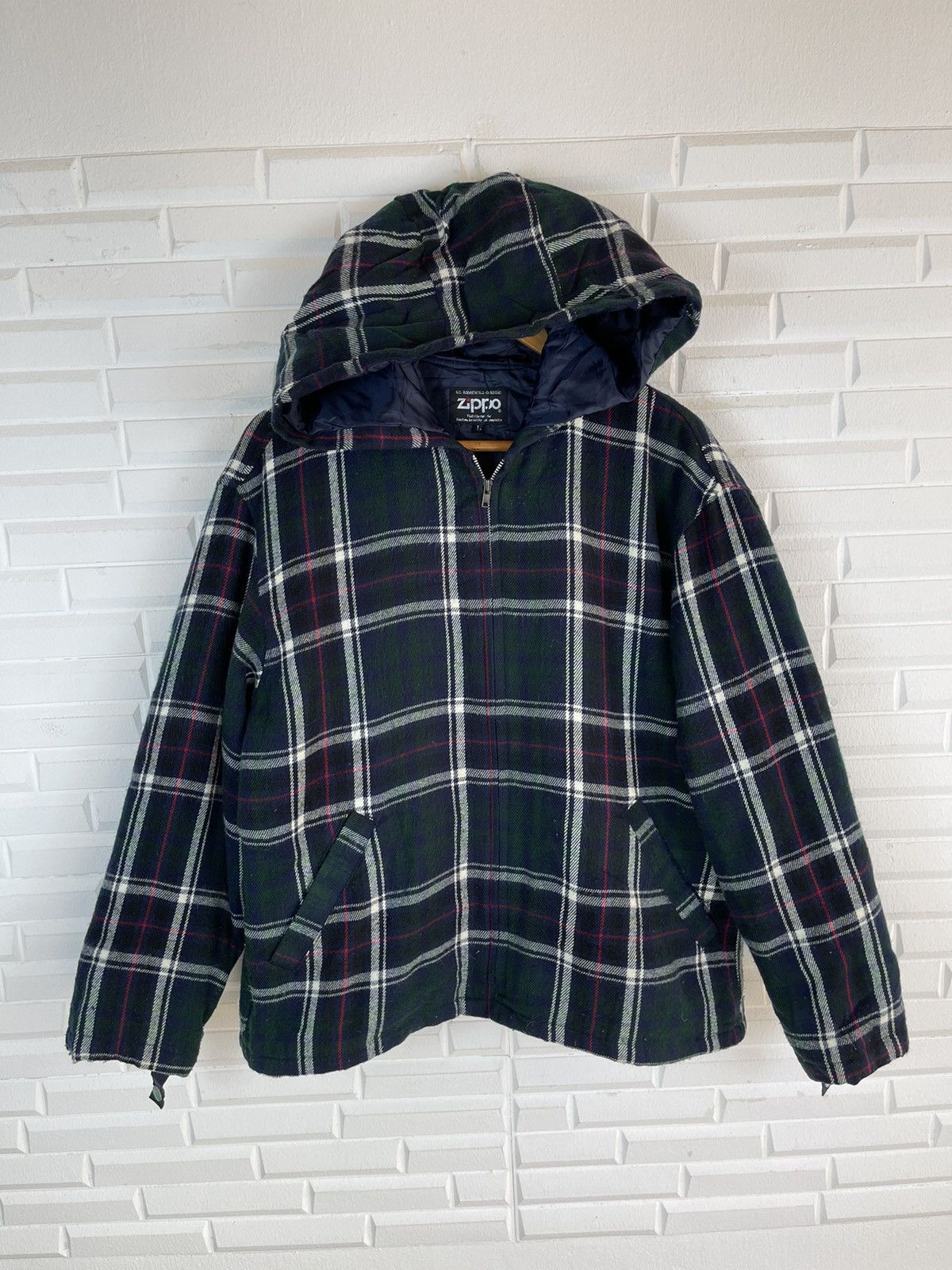 Vintage × Zippo Vintage Tartan Checked Hoodie Zippo Size US L / EU 52-54 / 3 - 2 Thumbnail
