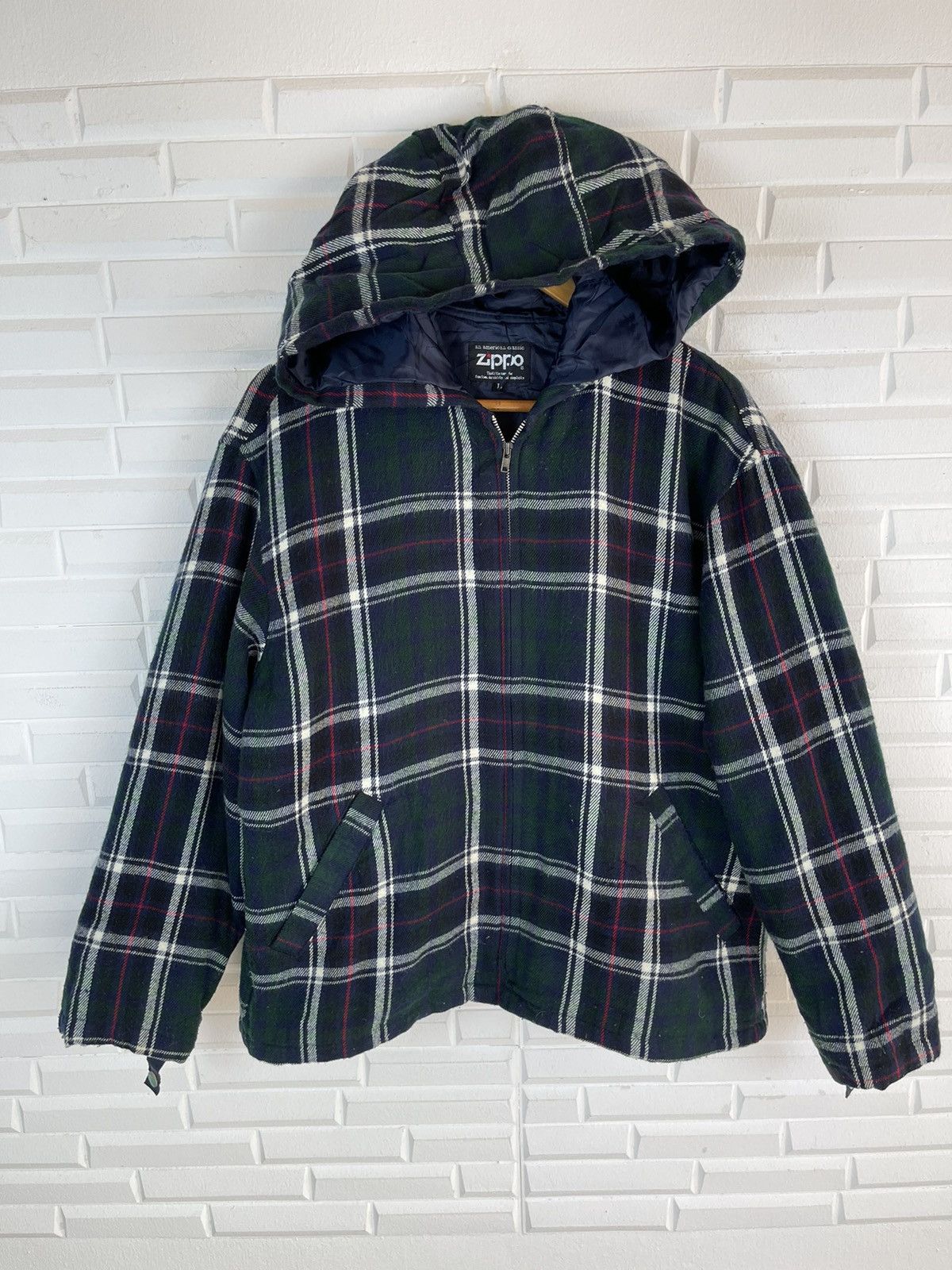 Vintage × Zippo Vintage Tartan Checked Hoodie Zippo Size US L / EU 52-54 / 3 - 3 Thumbnail