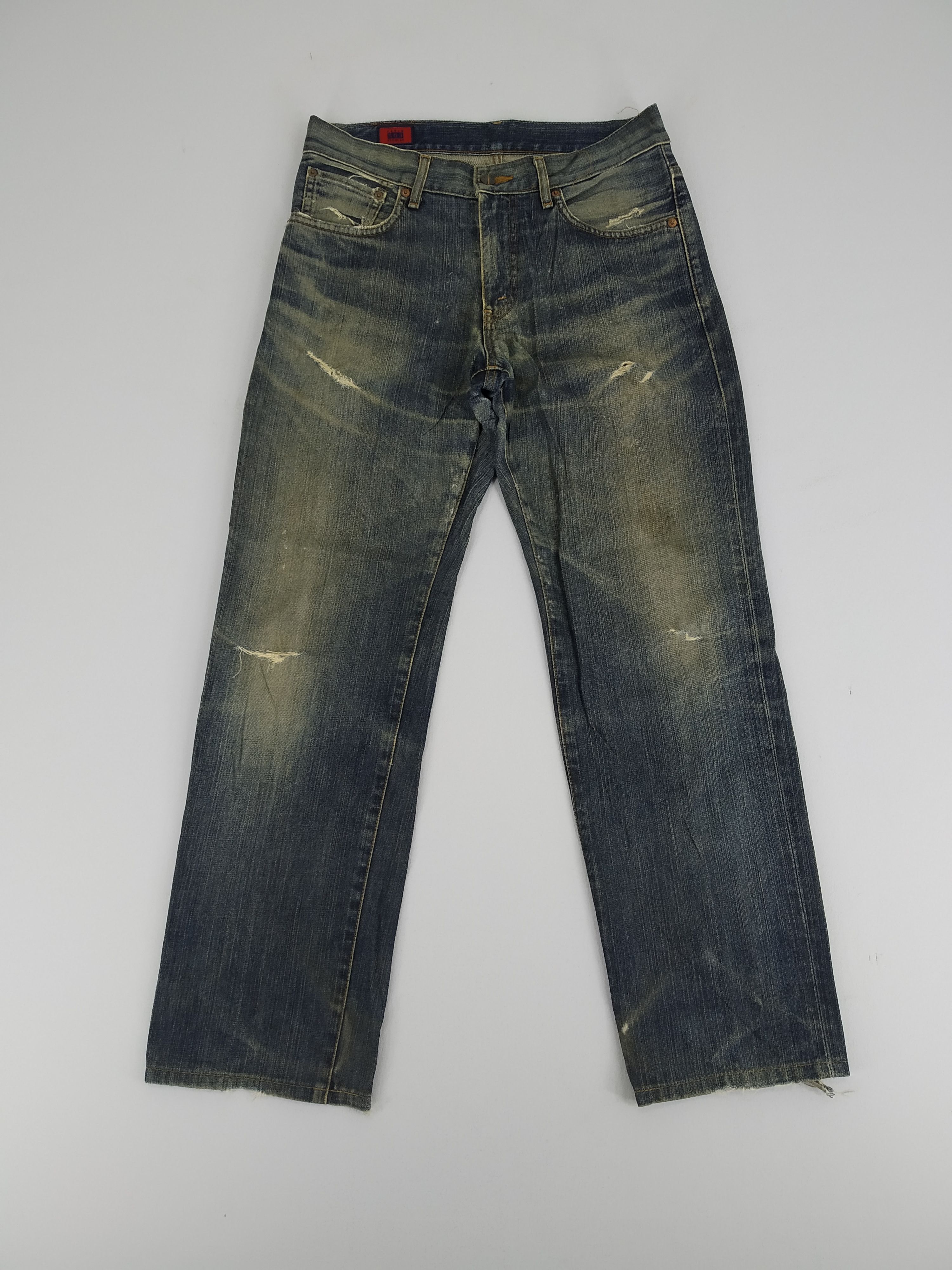 W33 Edwin 503 Stone Wash Ripped Denim Jeans