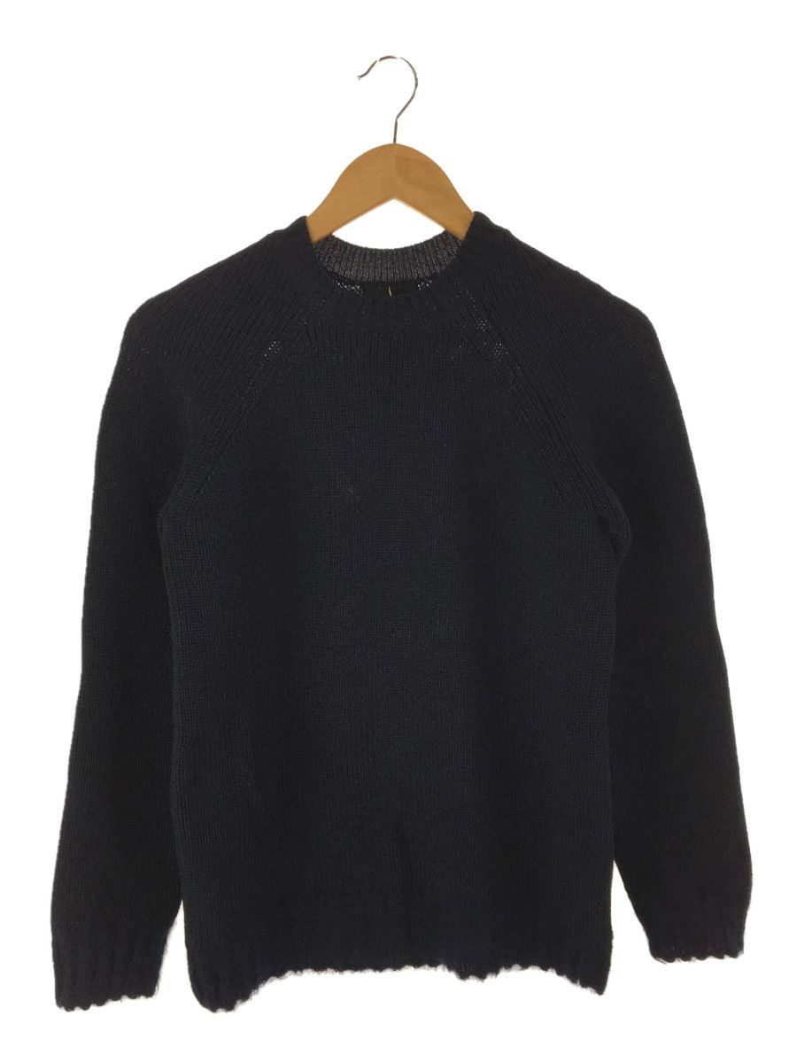 Sweater Navy Nylon Knitted Plain Long Sleeve