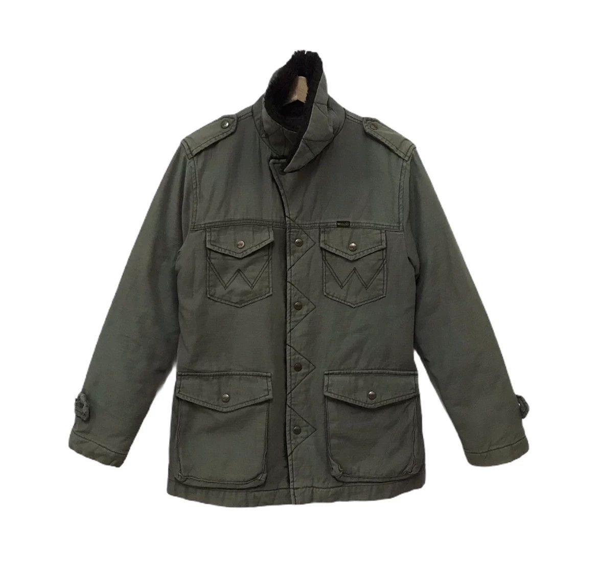image of Vintage Wrangler Wrange Coat Sherpa Lined Jacket in Green, Men's (Size Medium)