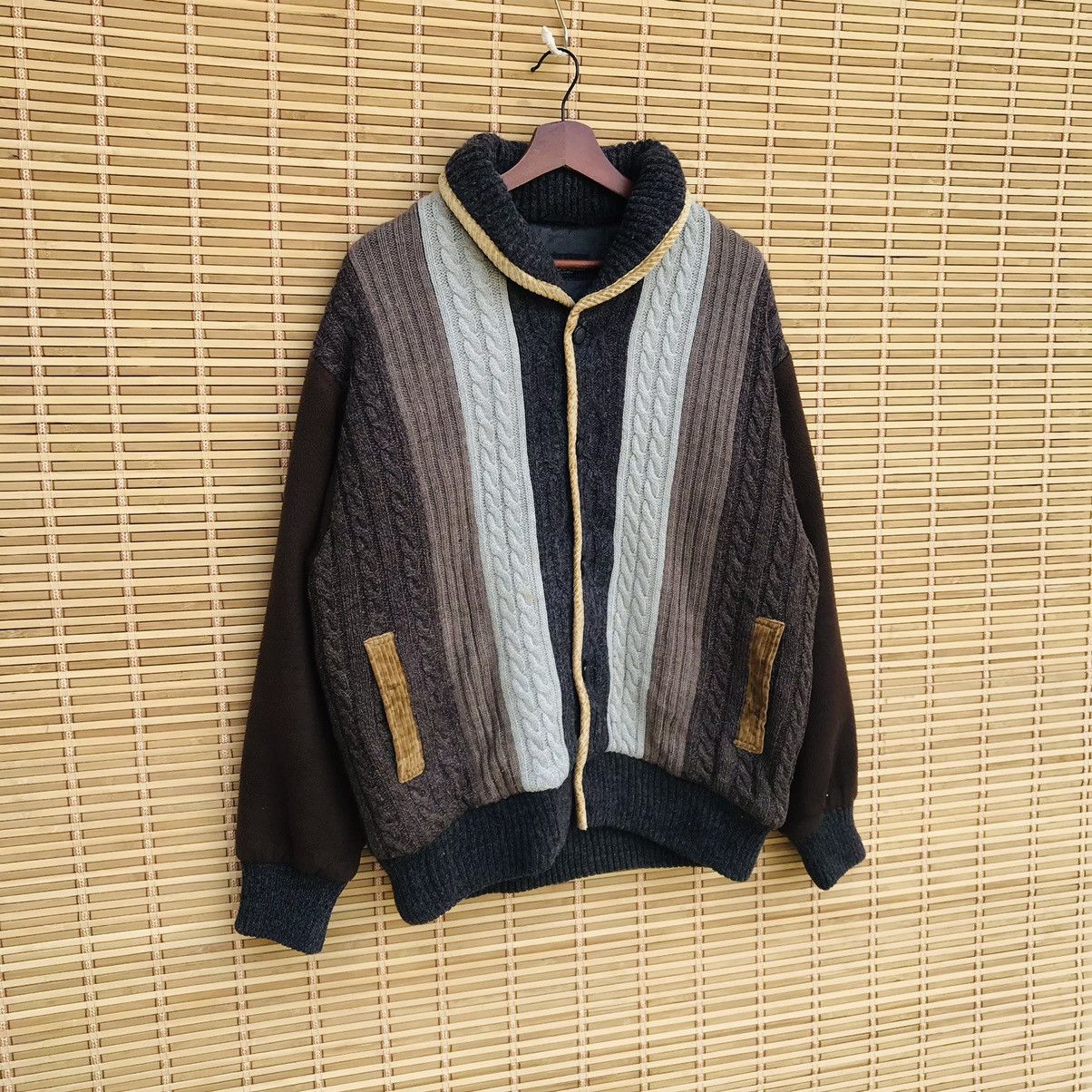 Aran Isles Knitwear Designer Arnaldo Bassini knitwear shawl collar buttom jacket Size US L / EU 52-54 / 3 - 2 Thumbnail