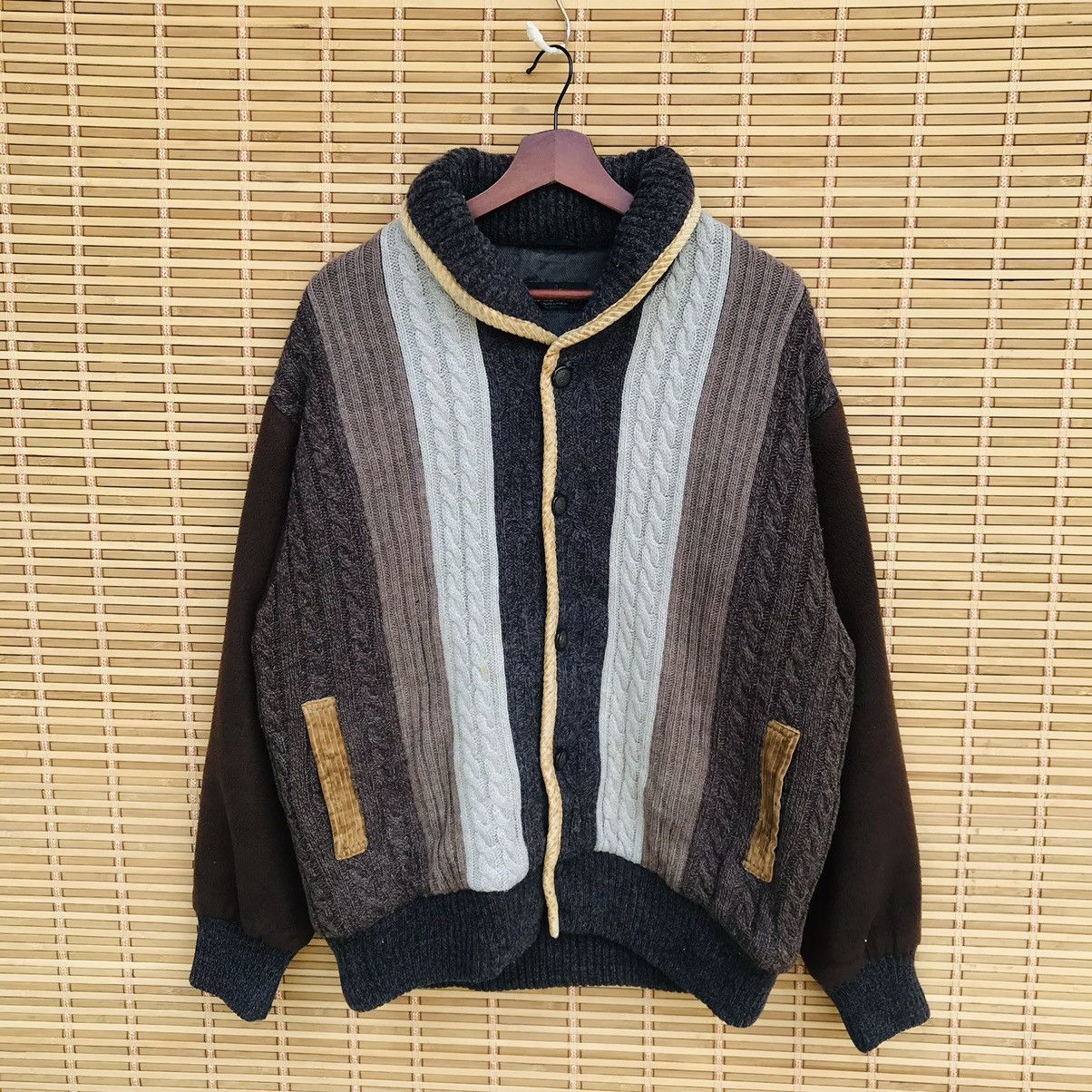 Aran Isles Knitwear Designer Arnaldo Bassini knitwear shawl collar buttom jacket Size US L / EU 52-54 / 3 - 4 Thumbnail