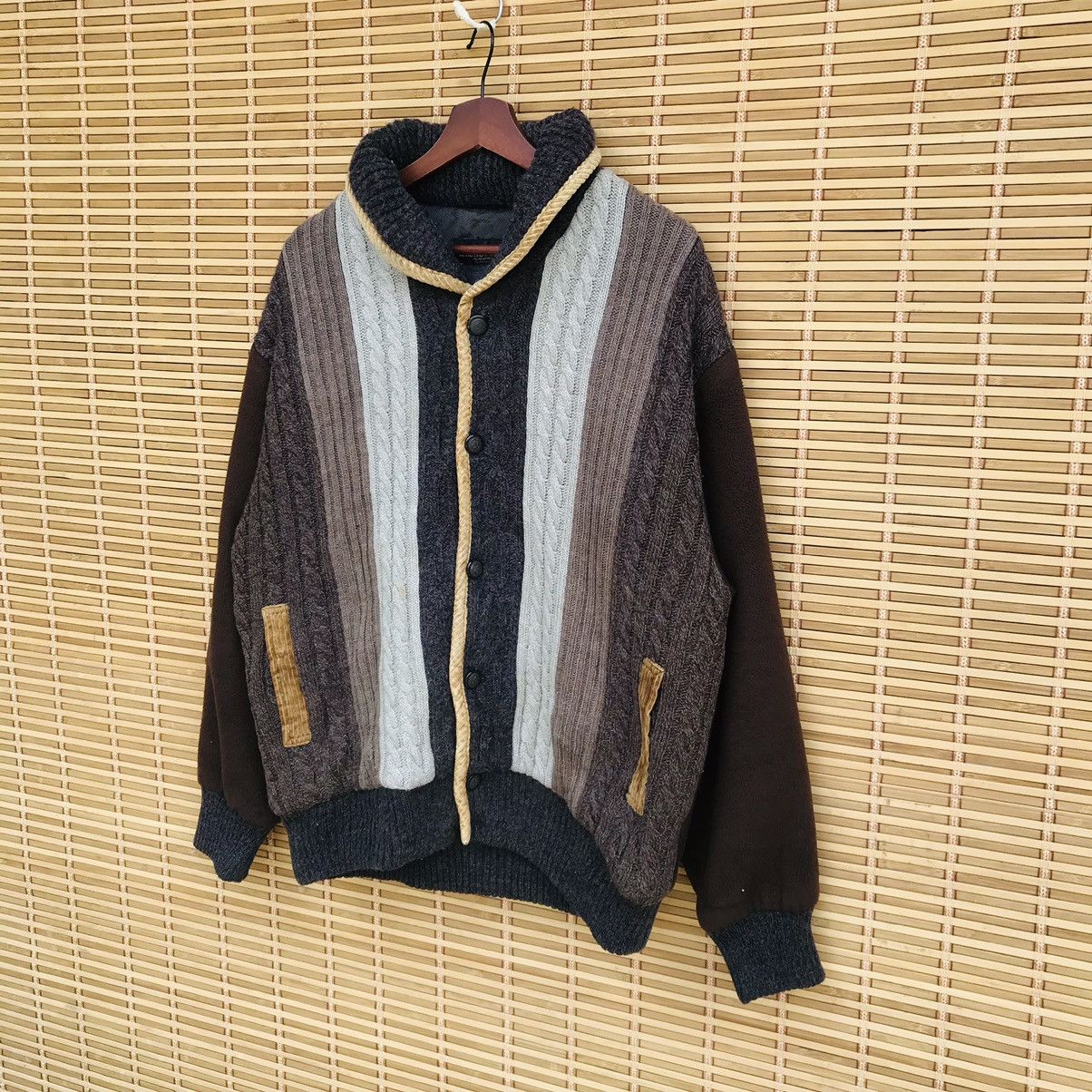 Aran Isles Knitwear Designer Arnaldo Bassini knitwear shawl collar buttom jacket Size US L / EU 52-54 / 3 - 3 Thumbnail