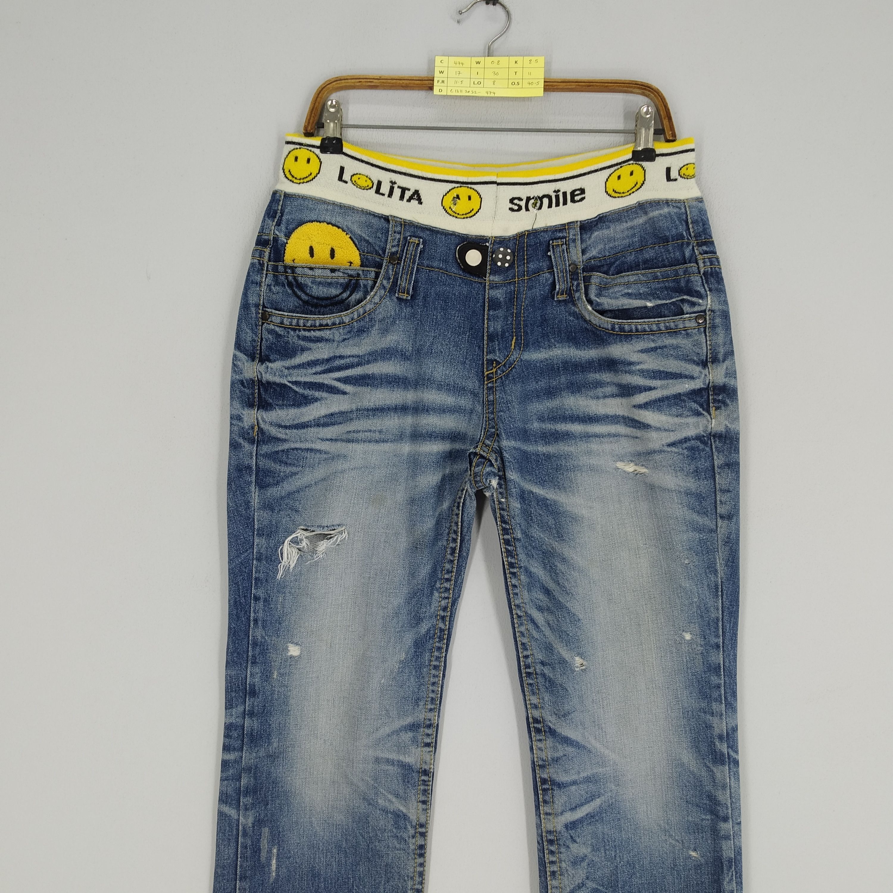 Japanese Brand Vintage Lolita Stonewash Denim Jeans Smiley Inspired Kapital Size US 34 / EU 50 - 3 Thumbnail