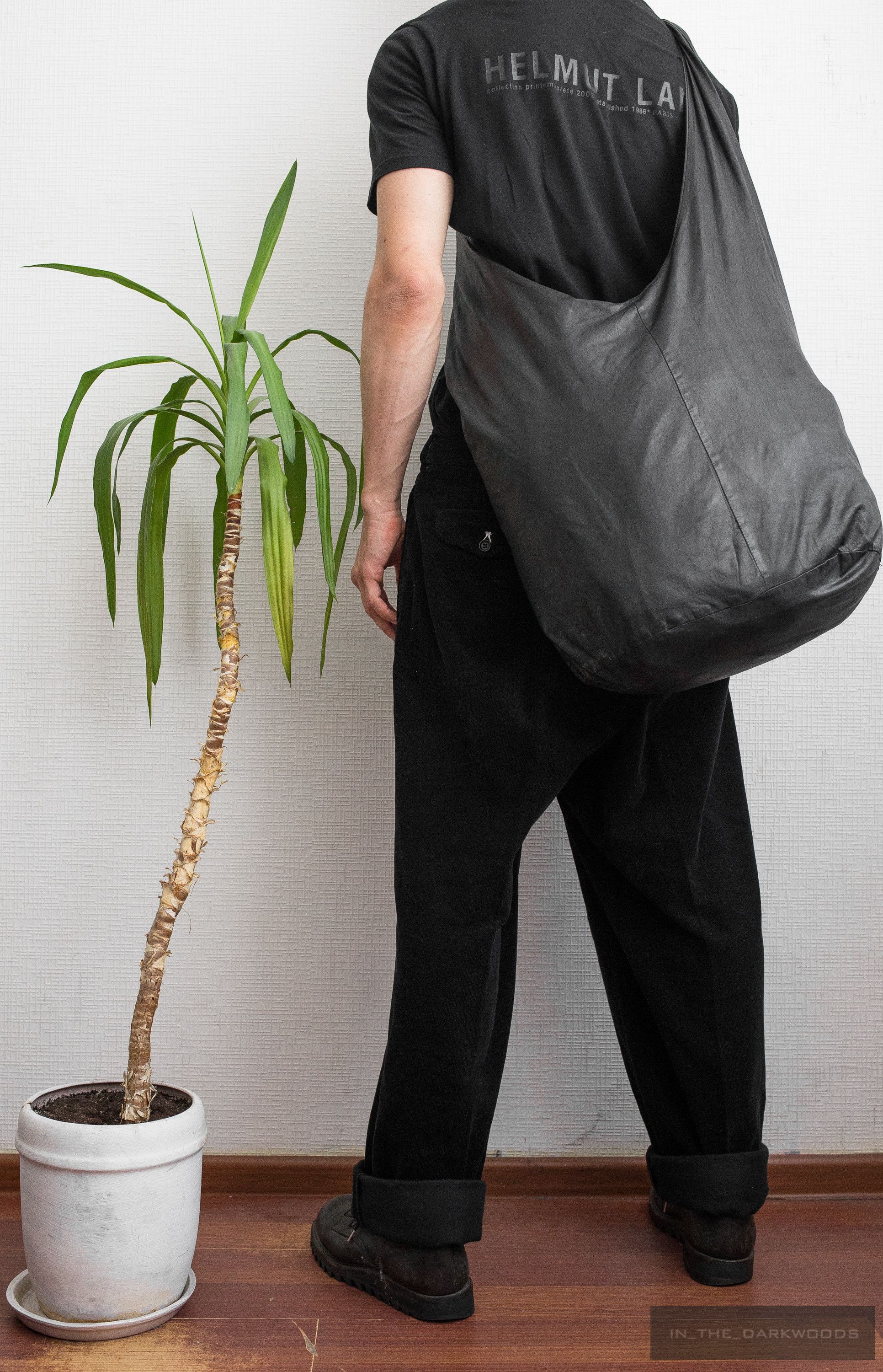 image of Julius 2005Ss Large Leather Bag in Black, Men's