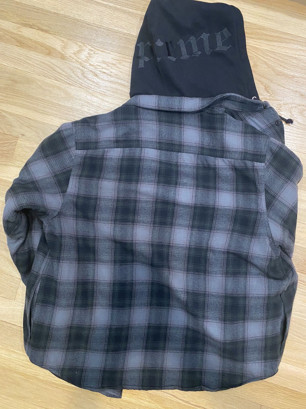 Supreme Supreme Hooded Flannel Zip Up Shirt Black | Grailed