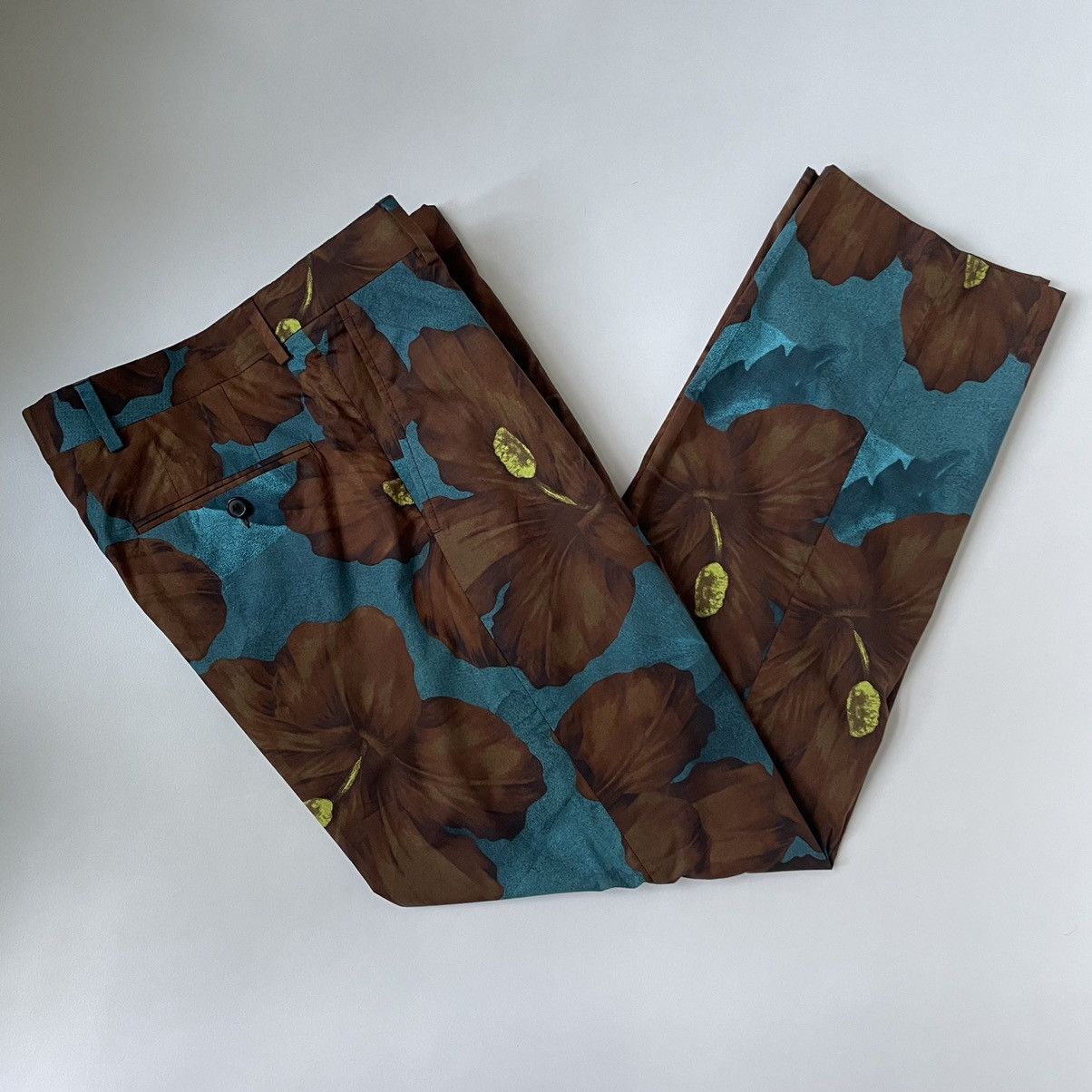 Dries Van Noten S/S 20 Hibiscus Print Trousers Size US 30 / EU 46 - 7 Thumbnail