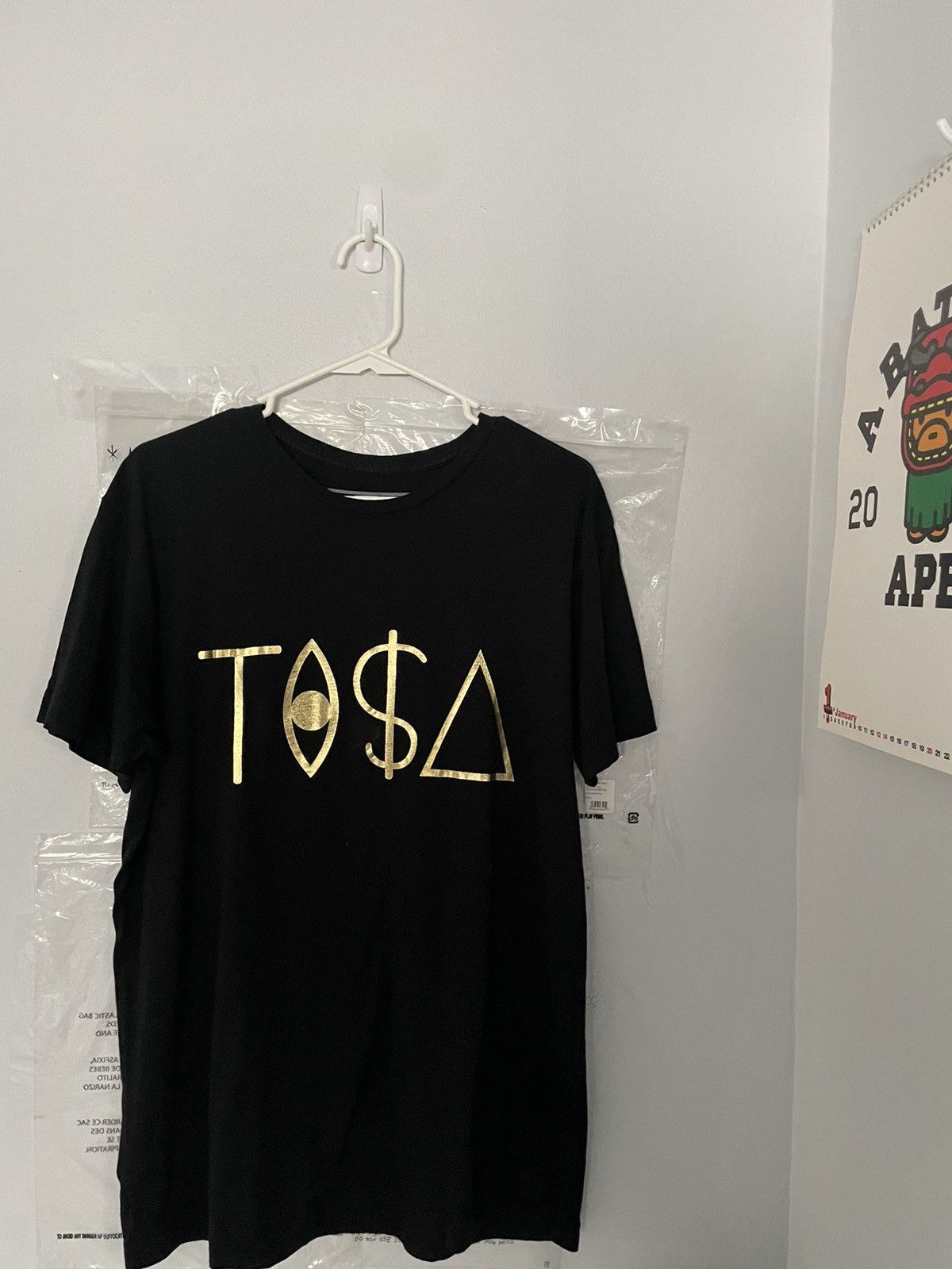 image of Taz Arnold x Tisa Authentic 2012 Metallic Gold Tee in Black, Men's (Size Large)