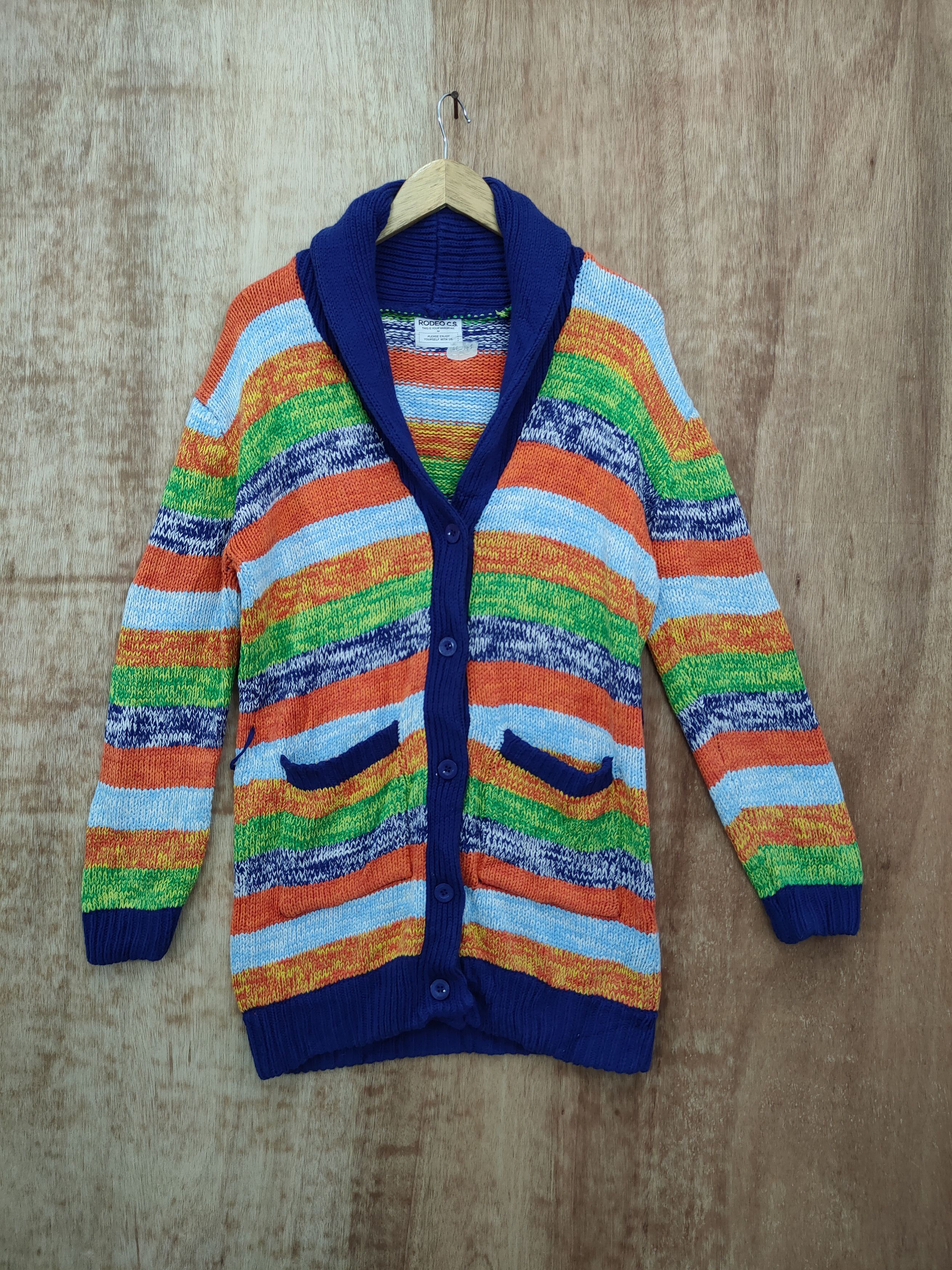 Japanese Brand DL Rodeo Crown rainbow color cable knitwear cardigan #46-143 Size US S / EU 44-46 / 1 - 1 Thumbnail