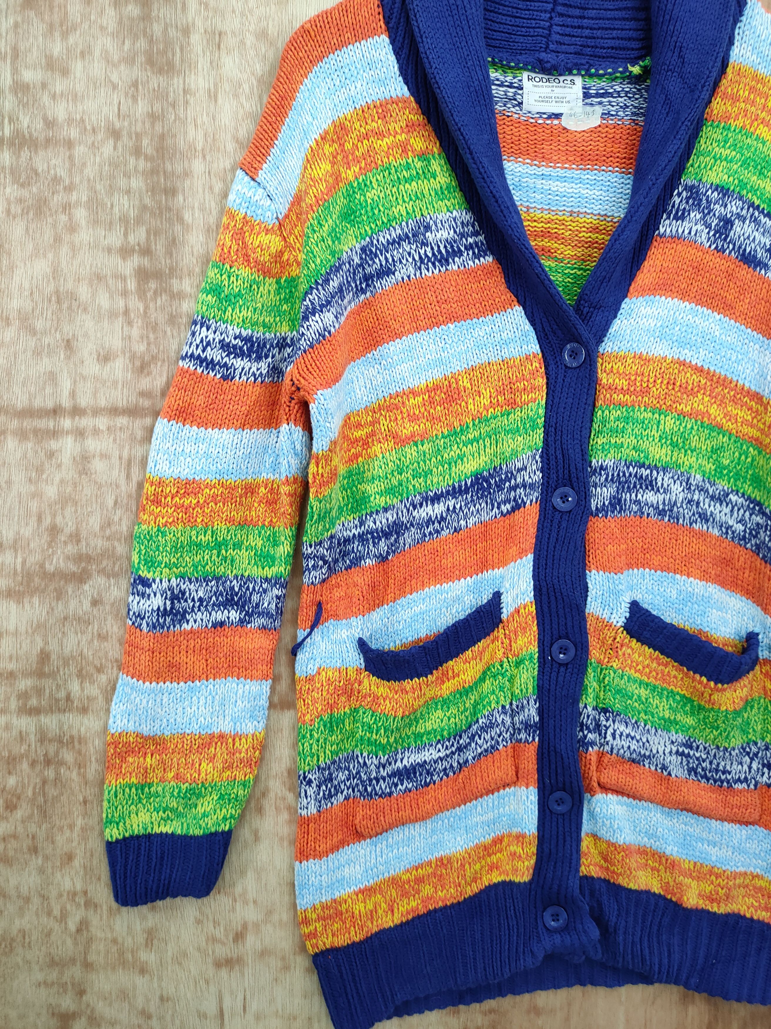 Japanese Brand DL Rodeo Crown rainbow color cable knitwear cardigan #46-143 Size US S / EU 44-46 / 1 - 2 Thumbnail