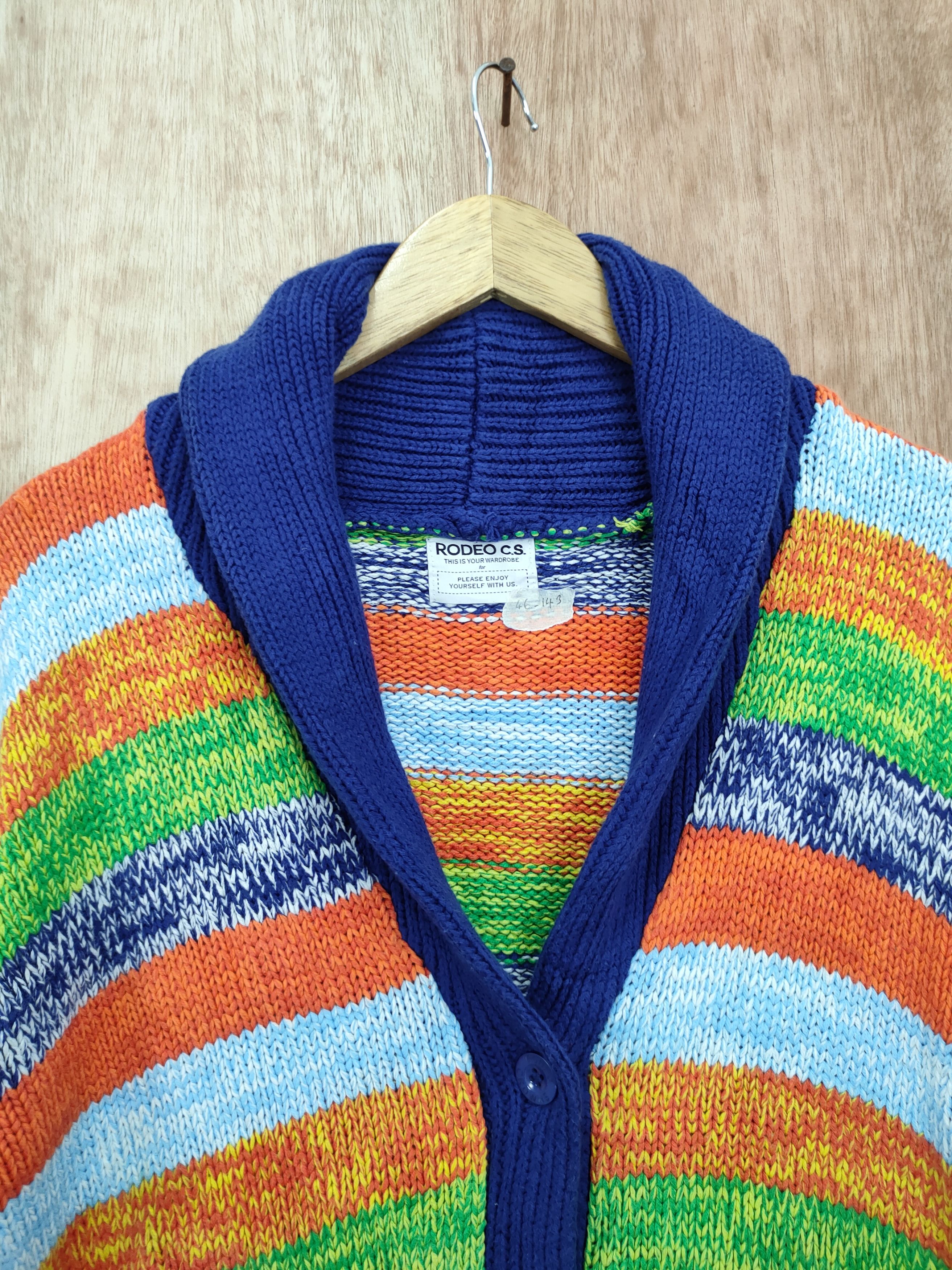 Japanese Brand DL Rodeo Crown rainbow color cable knitwear cardigan #46-143 Size US S / EU 44-46 / 1 - 6 Thumbnail